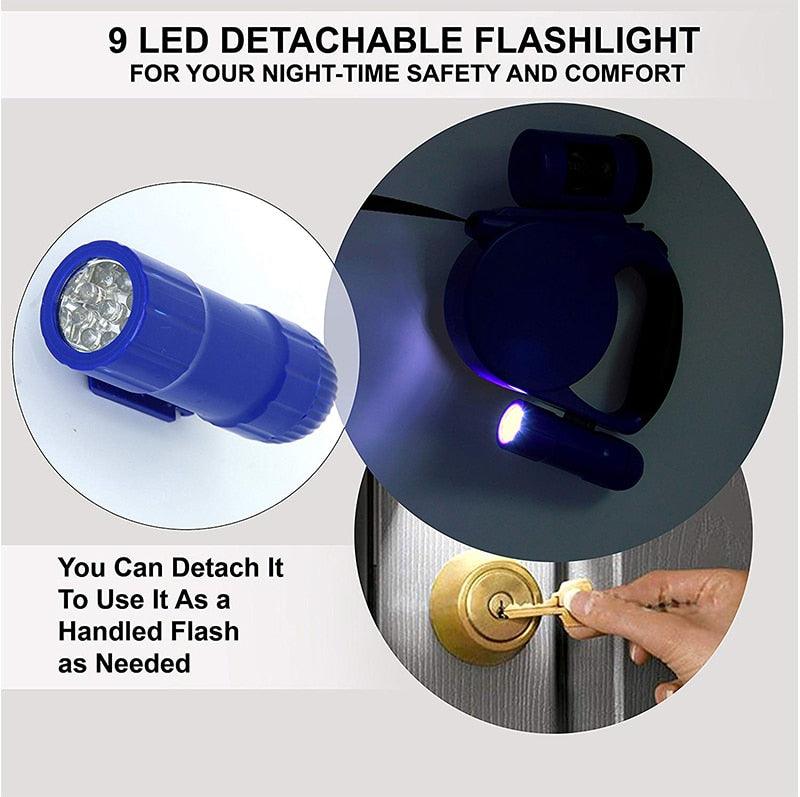 Glow Retractable Dog Leash with LED Light & Bag Dispenser