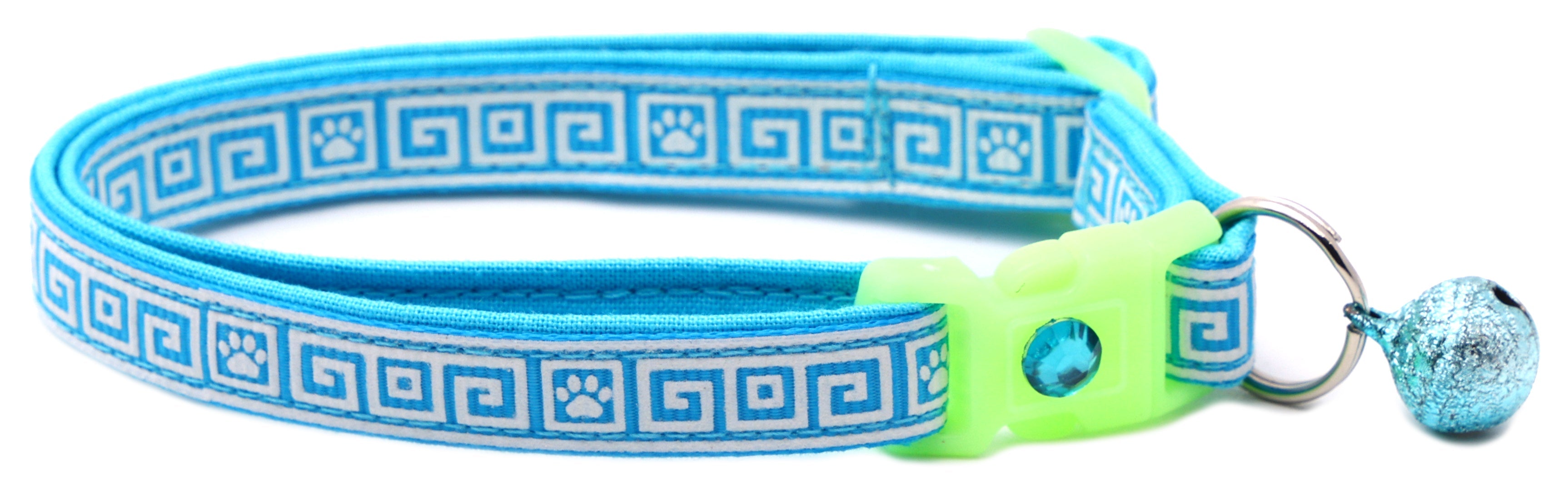 Greek Key Glow-in-the-Dark Breakaway Cat Collar — 8 Colors