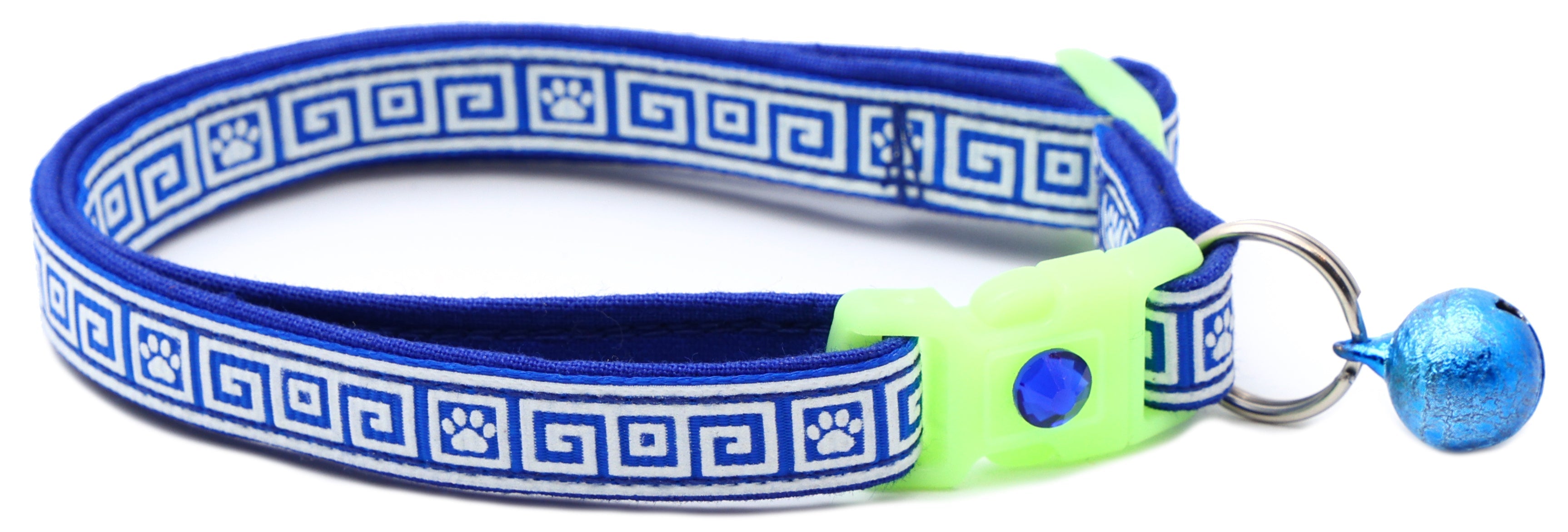 Greek Key Glow-in-the-Dark Breakaway Cat Collar — 8 Colors