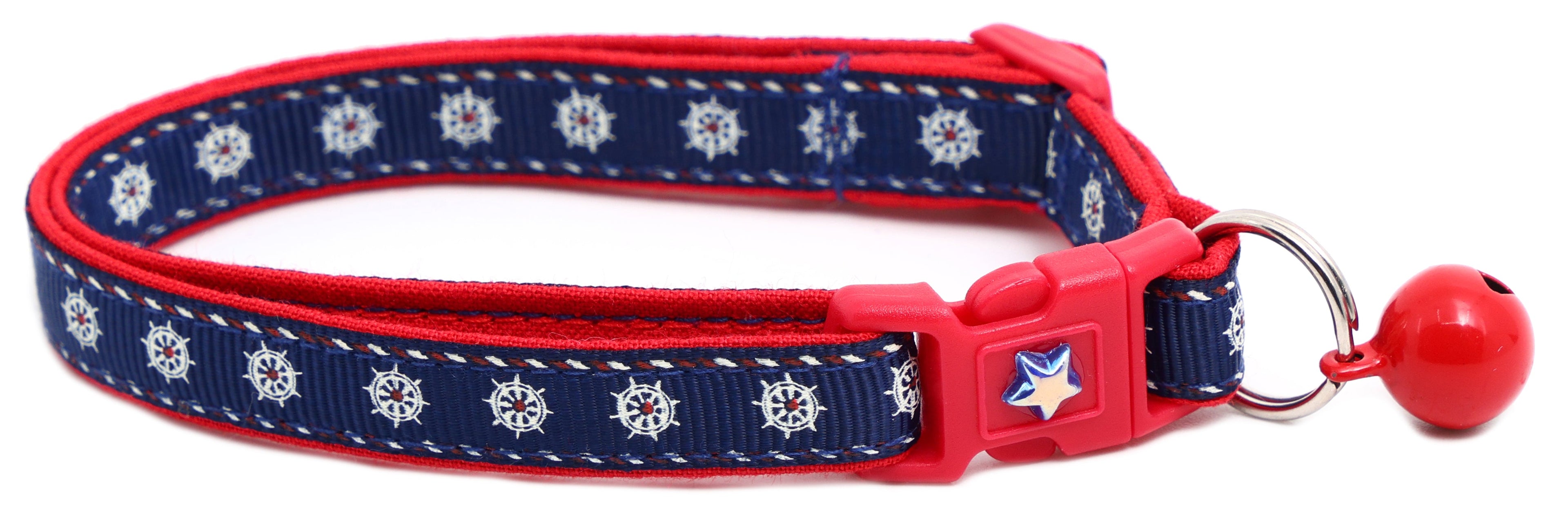 Nautical Ships Wheel Handmade Breakaway Cat Collar