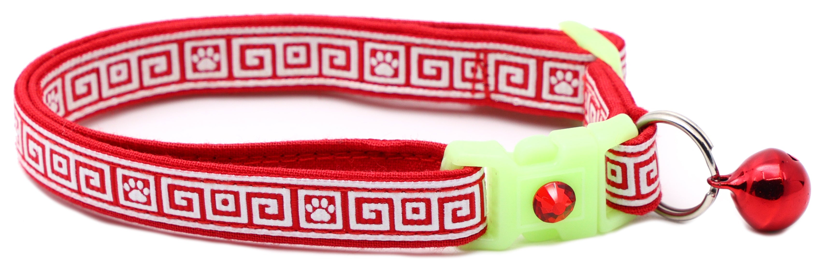 Greek Key Glow-in-the-Dark Breakaway Cat Collar — 8 Colors
