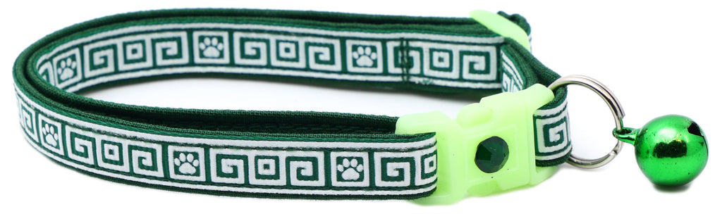Greek Key Glow-in-the-Dark Breakaway Cat Collar — 8 Colors