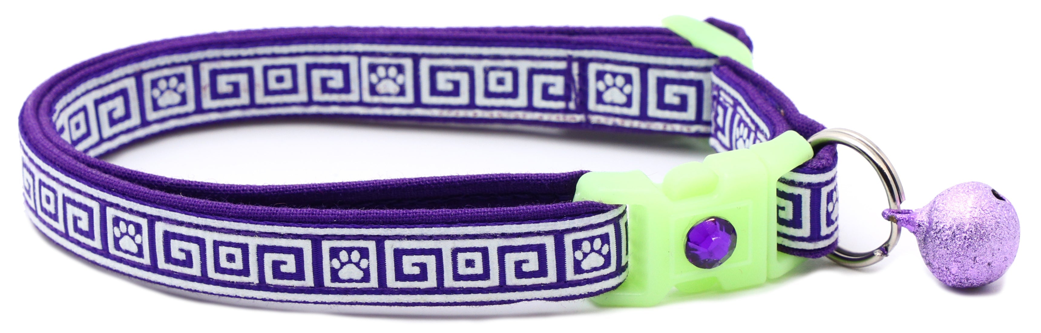 Greek Key Glow-in-the-Dark Breakaway Cat Collar — 8 Colors
