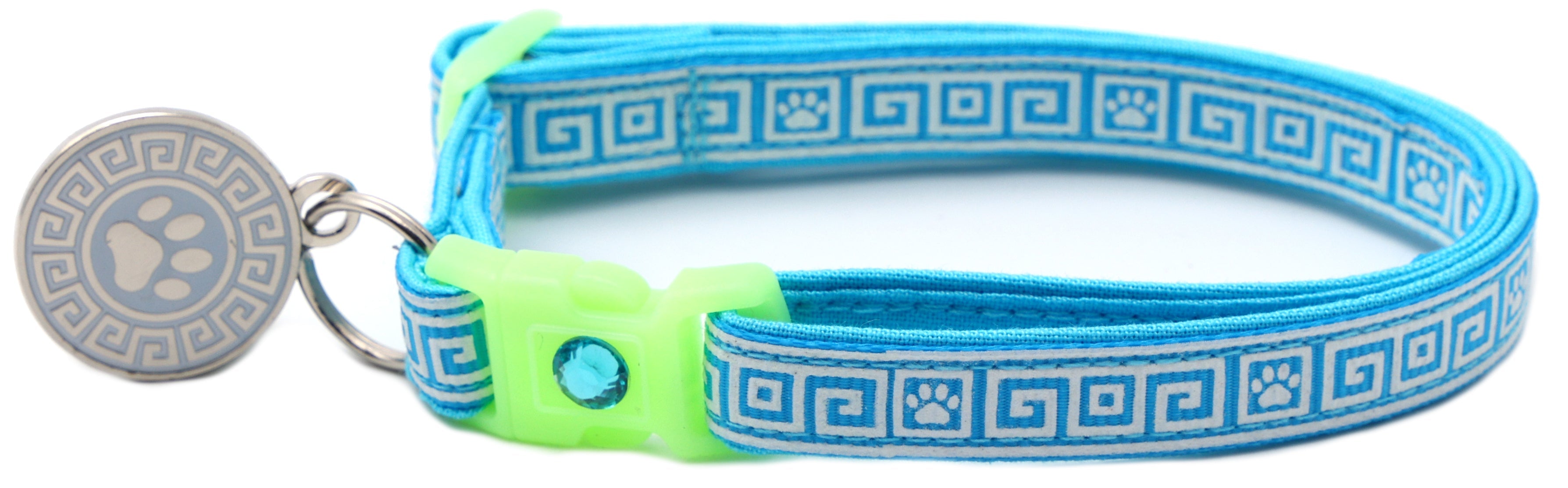Greek Key Glow-in-the-Dark Breakaway Cat Collar — 8 Colors