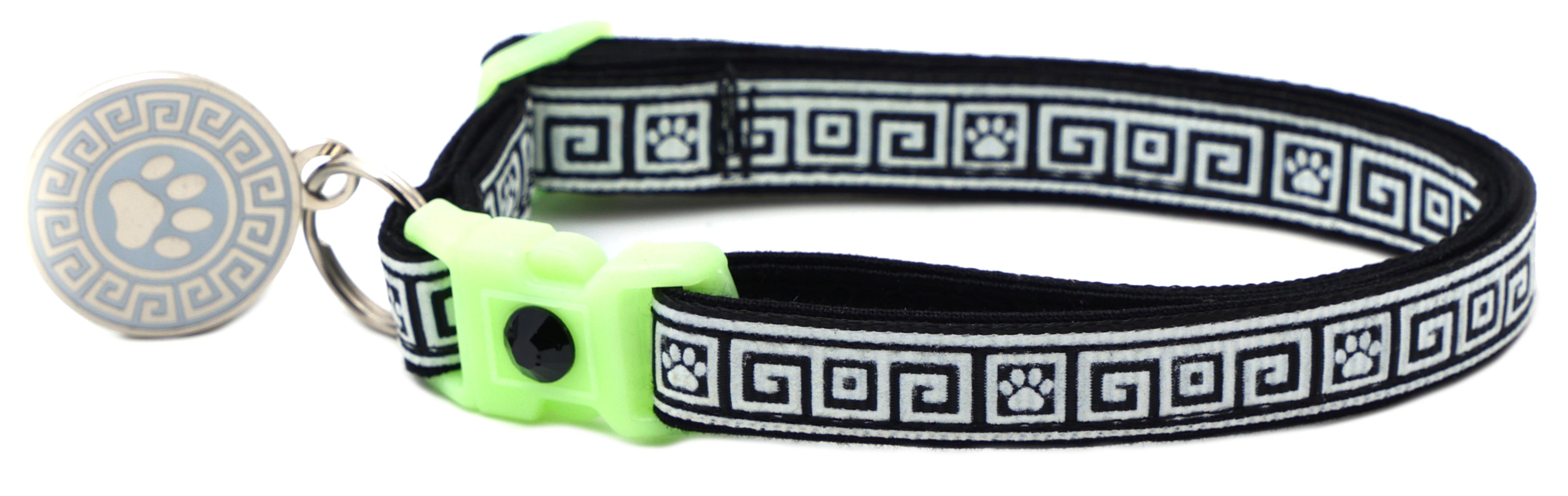 Greek Key Glow-in-the-Dark Breakaway Cat Collar — 8 Colors