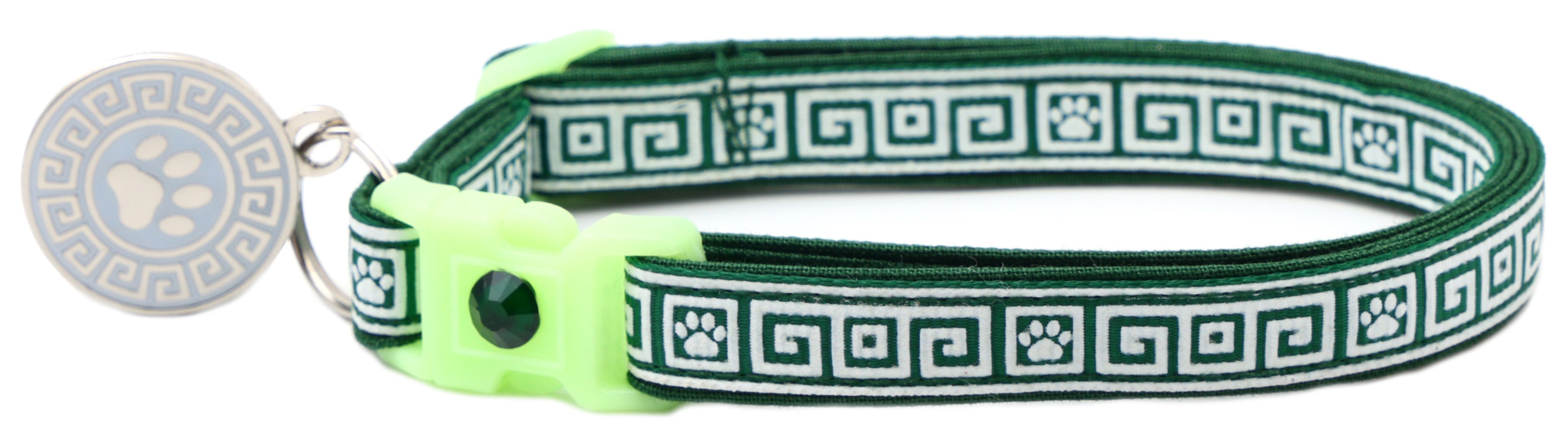 Greek Key Glow-in-the-Dark Breakaway Cat Collar — 8 Colors
