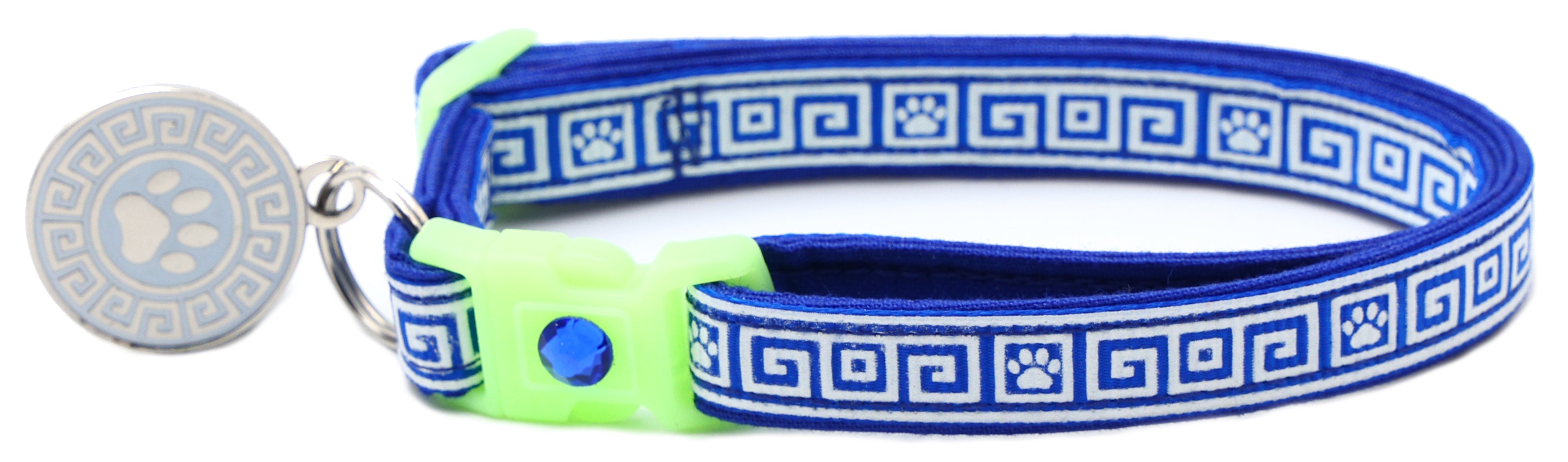 Greek Key Glow-in-the-Dark Breakaway Cat Collar — 8 Colors