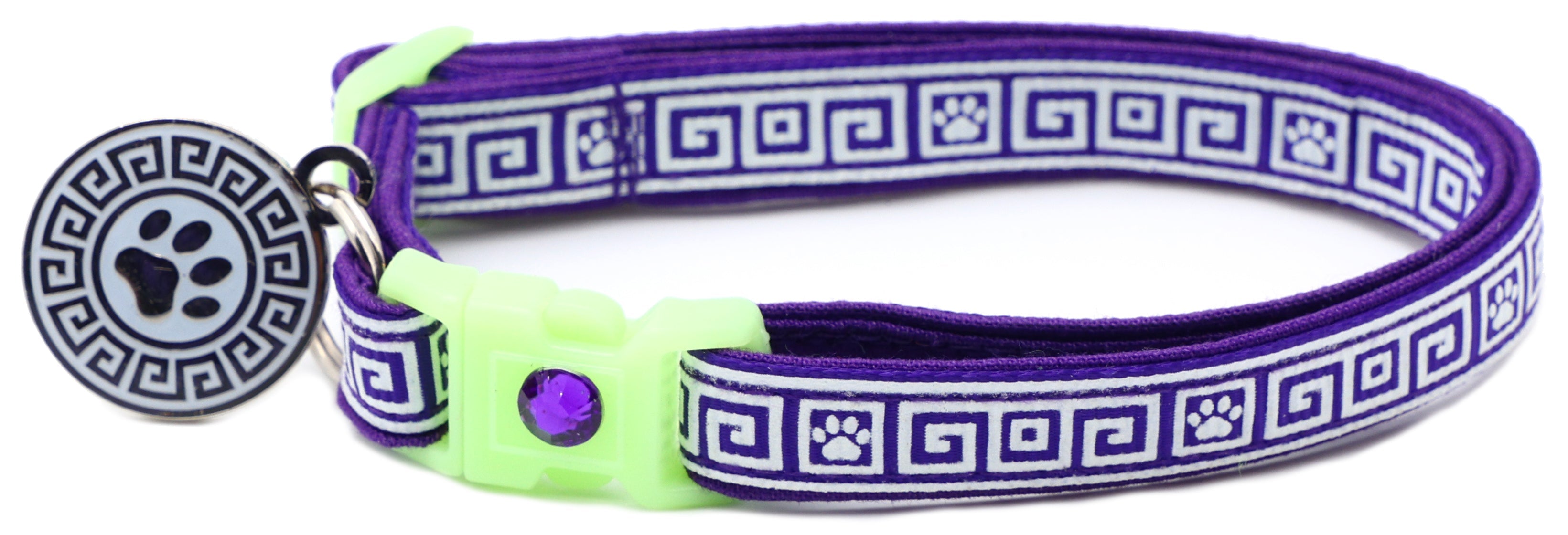 Greek Key Glow-in-the-Dark Breakaway Cat Collar — 8 Colors
