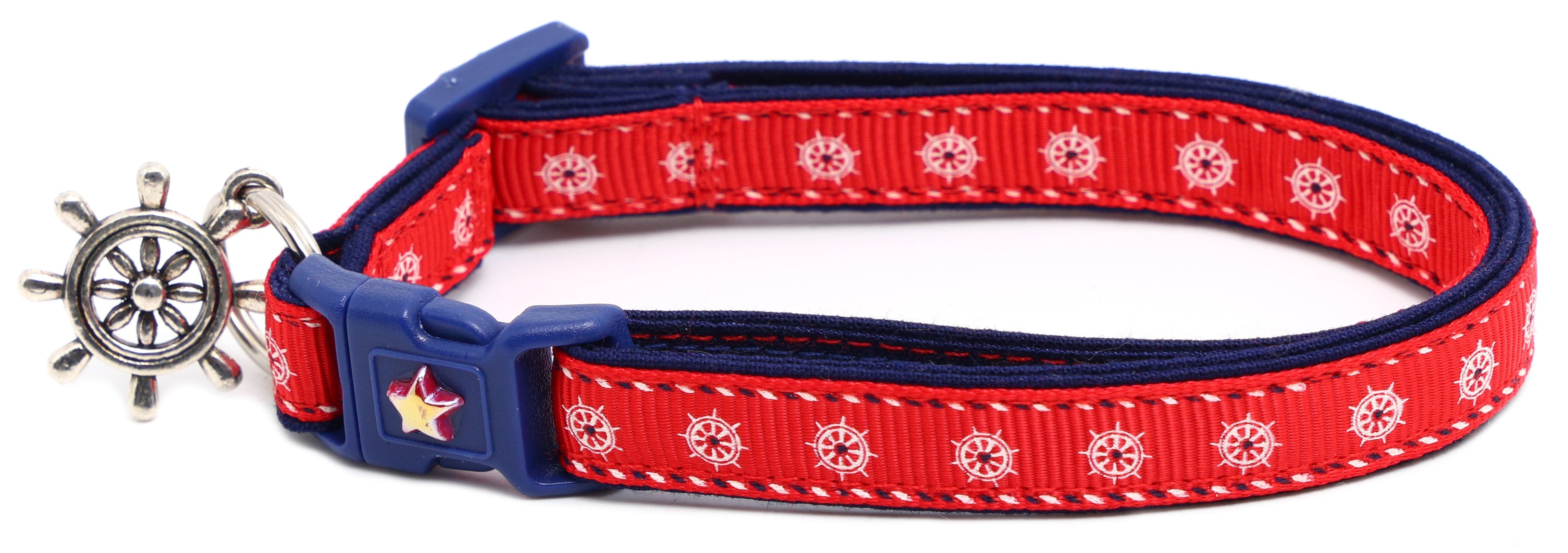 Nautical Ships Wheel Handmade Breakaway Cat Collar