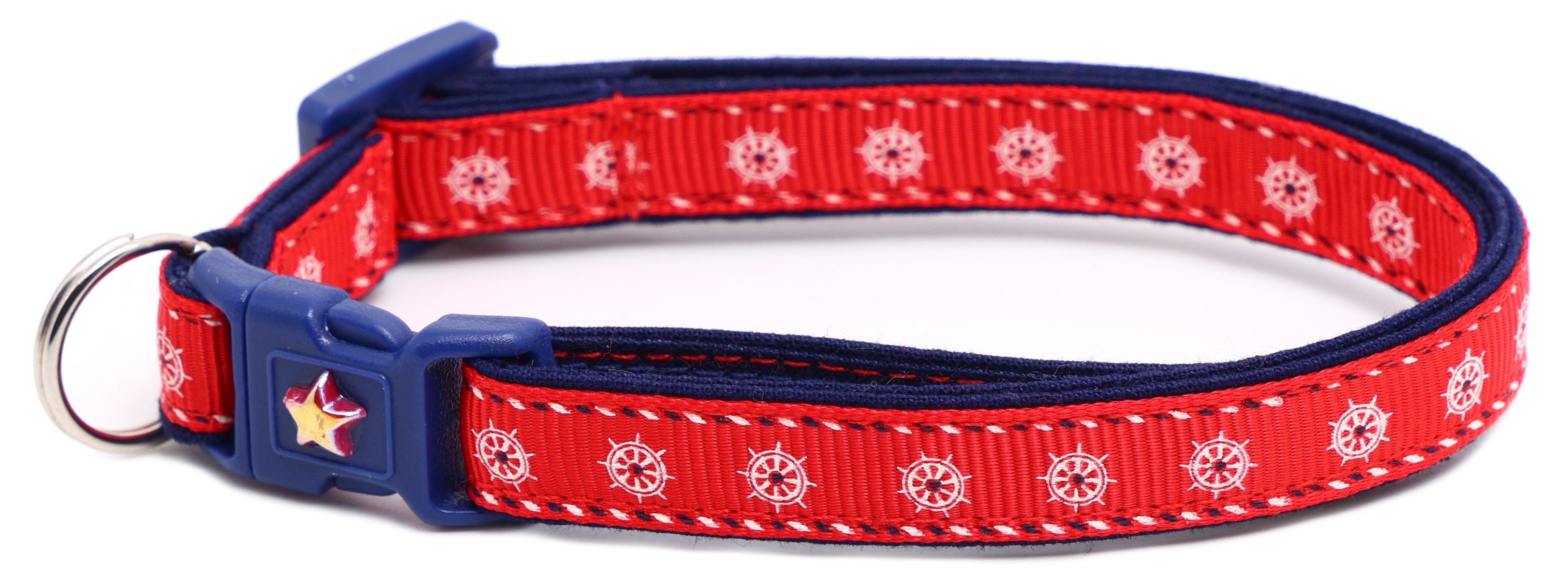 Nautical Ships Wheel Handmade Breakaway Cat Collar