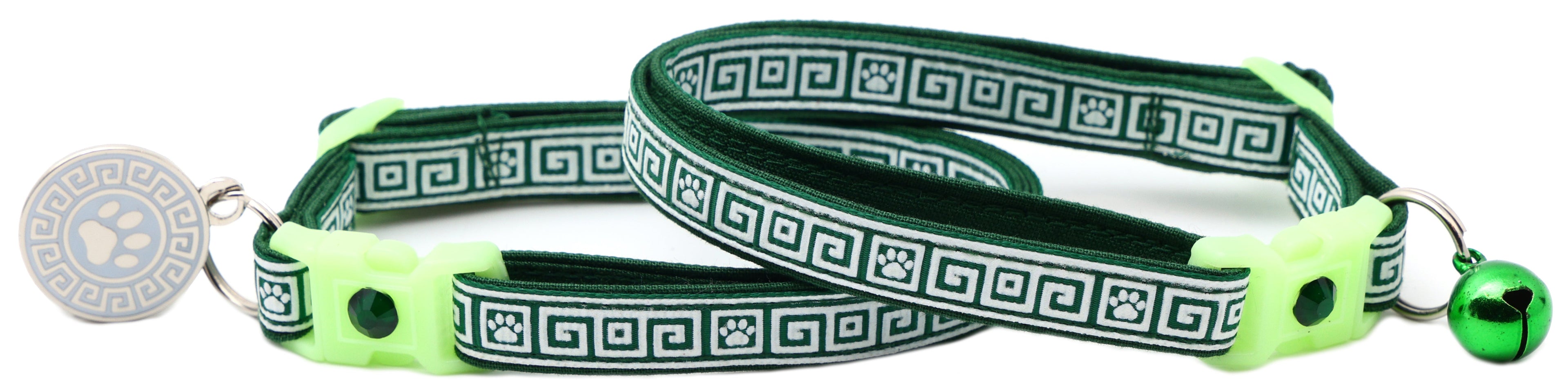 Greek Key Glow-in-the-Dark Breakaway Cat Collar — 8 Colors