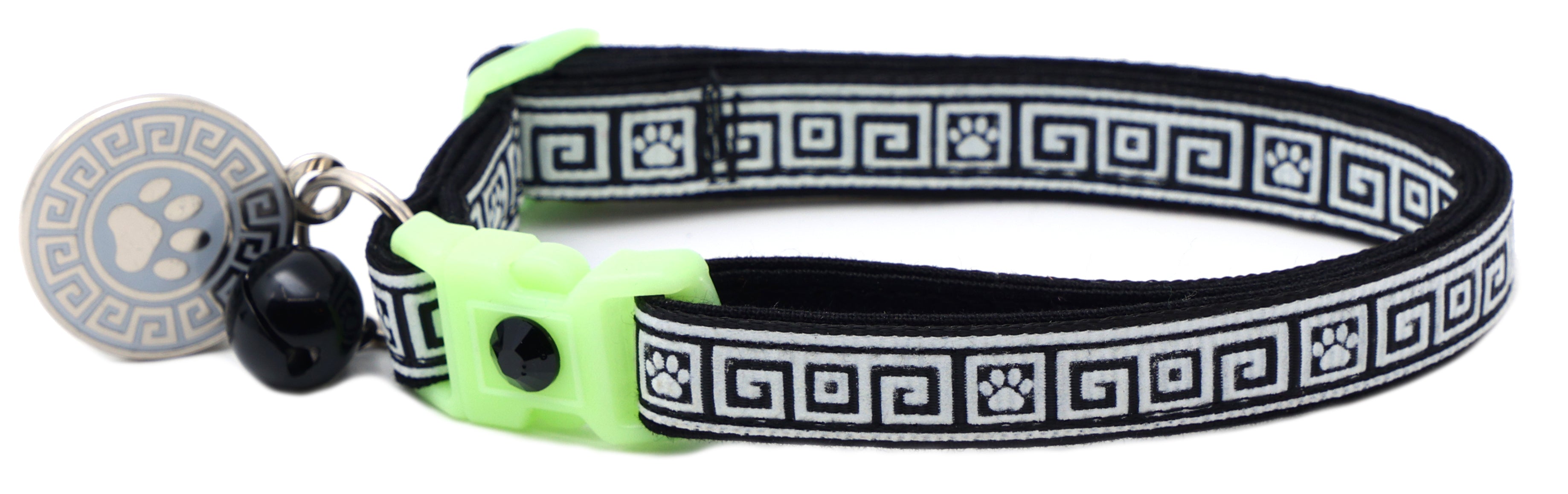 Greek Key Glow-in-the-Dark Breakaway Cat Collar — 8 Colors