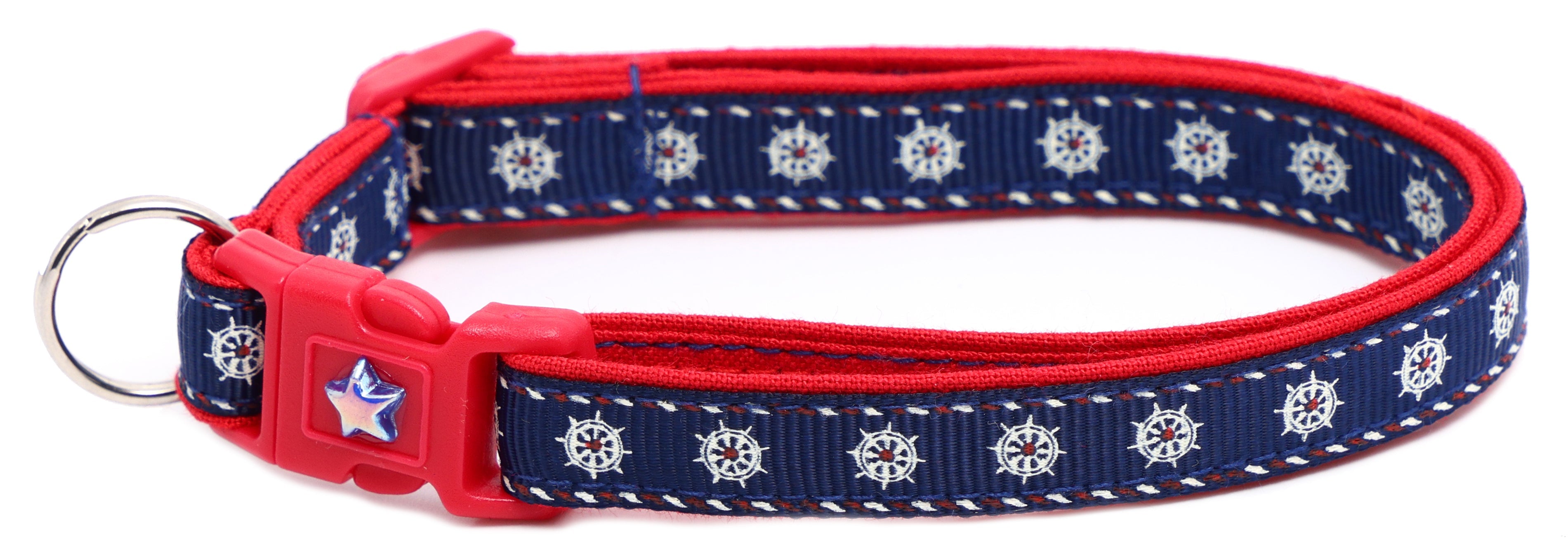 Nautical Ships Wheel Handmade Breakaway Cat Collar