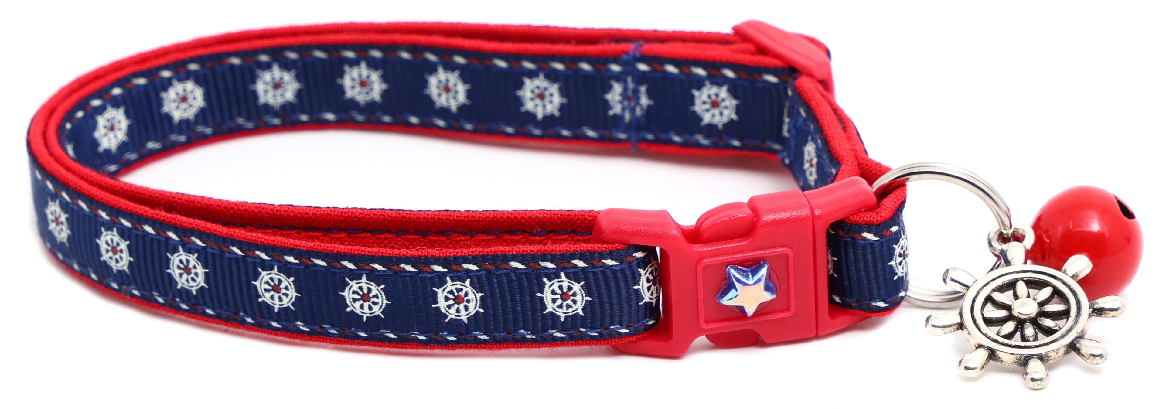 Nautical Ships Wheel Handmade Breakaway Cat Collar