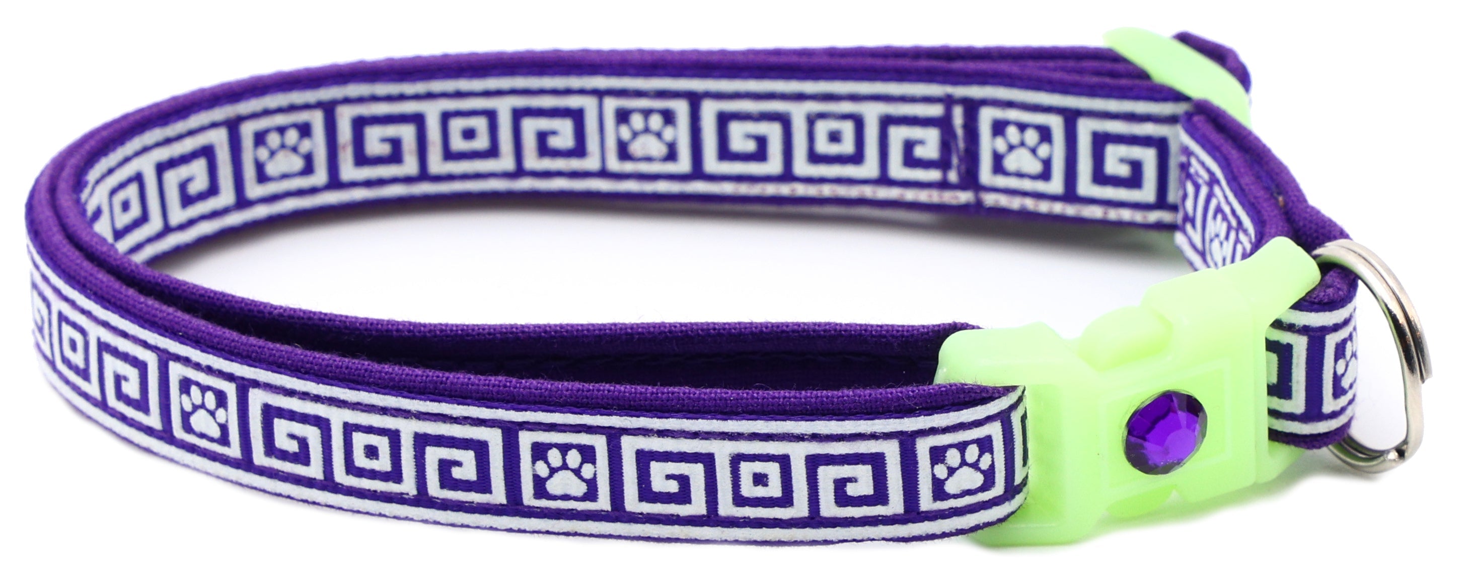 Greek Key Glow-in-the-Dark Breakaway Cat Collar — 8 Colors