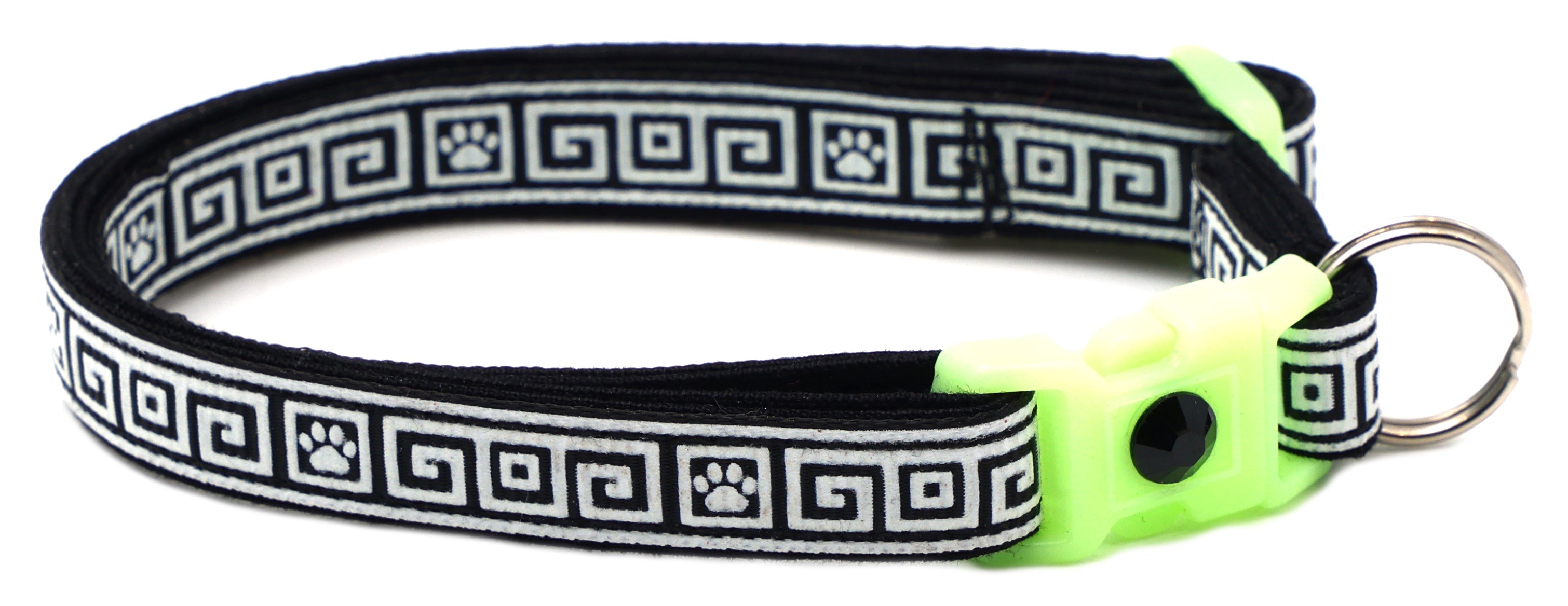 Greek Key Glow-in-the-Dark Breakaway Cat Collar — 8 Colors