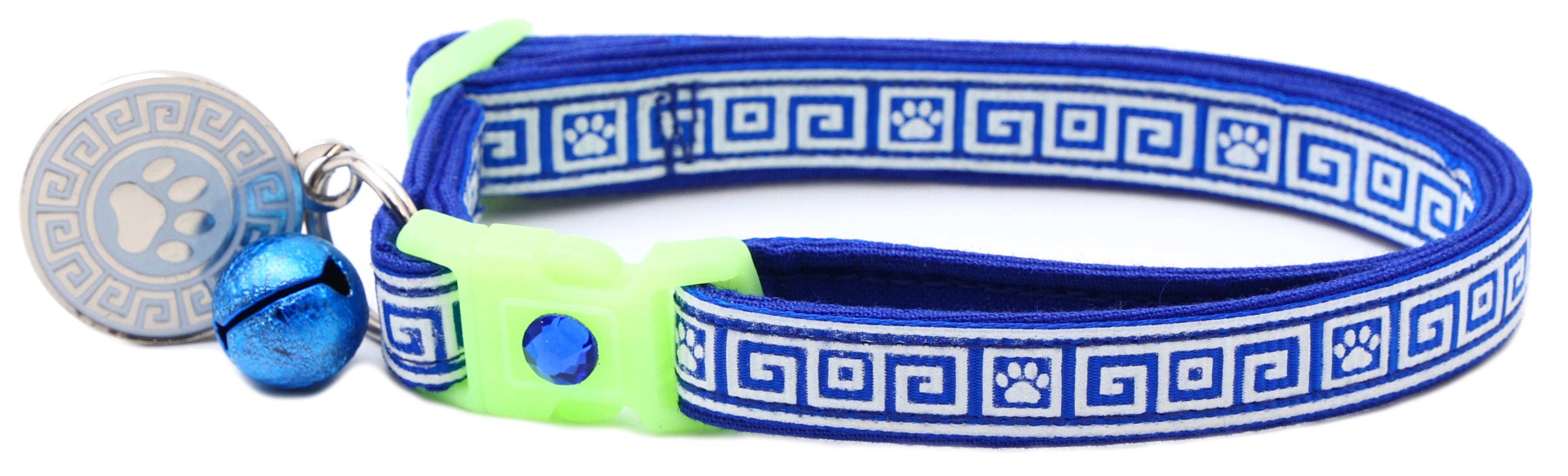 Greek Key Glow-in-the-Dark Breakaway Cat Collar — 8 Colors