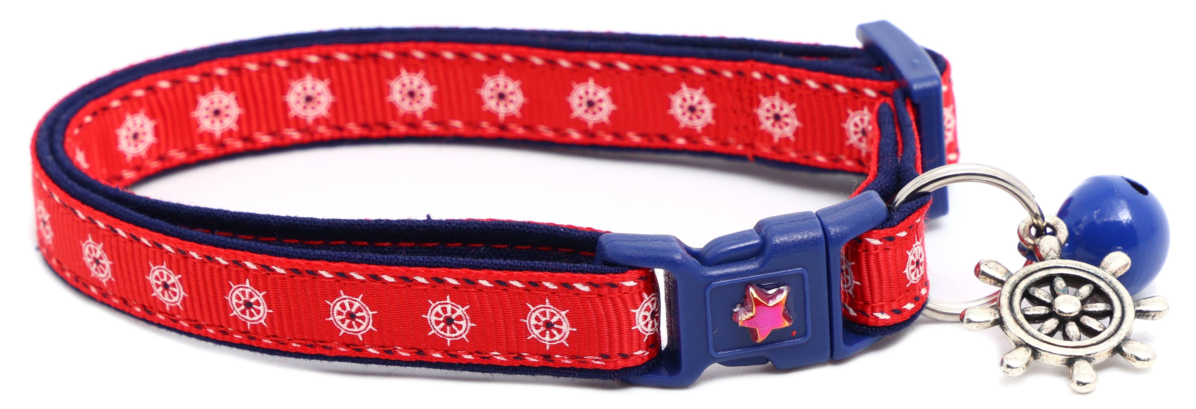 Nautical Ships Wheel Handmade Breakaway Cat Collar