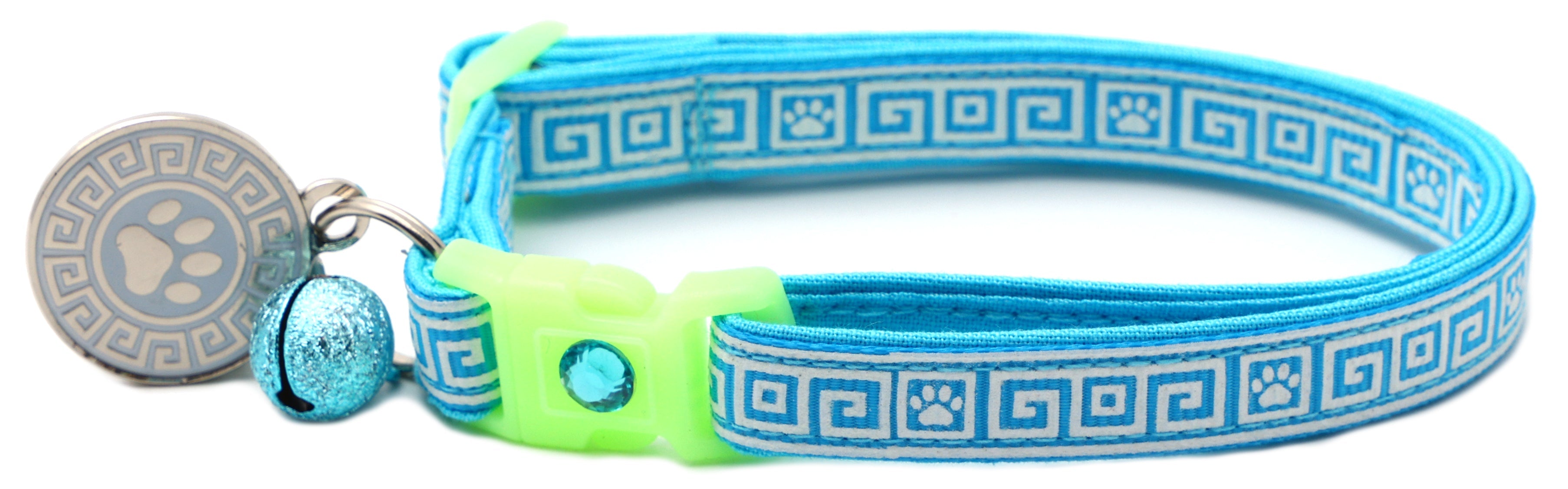 Greek Key Glow-in-the-Dark Breakaway Cat Collar — 8 Colors
