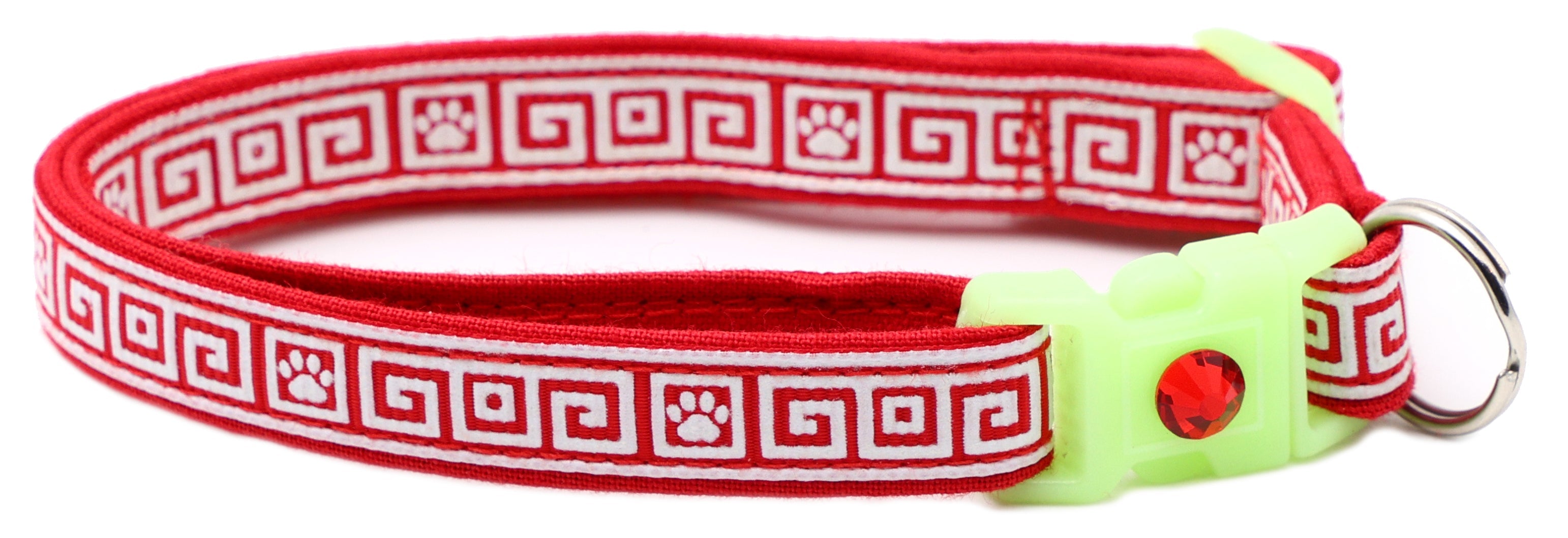 Greek Key Glow-in-the-Dark Breakaway Cat Collar — 8 Colors