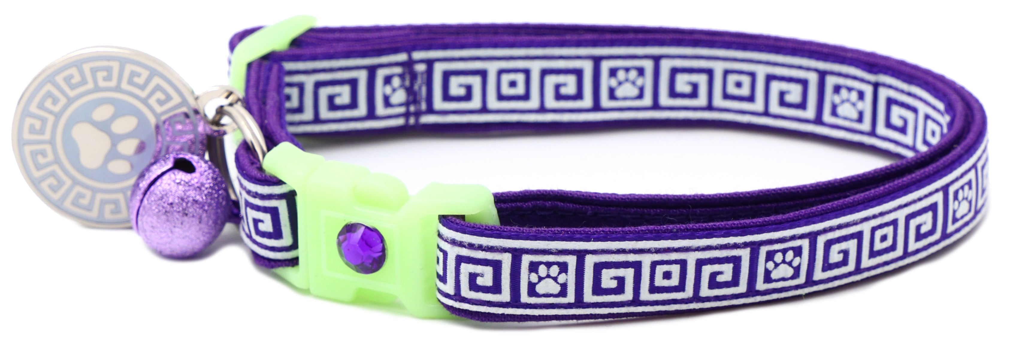 Greek Key Glow-in-the-Dark Breakaway Cat Collar — 8 Colors