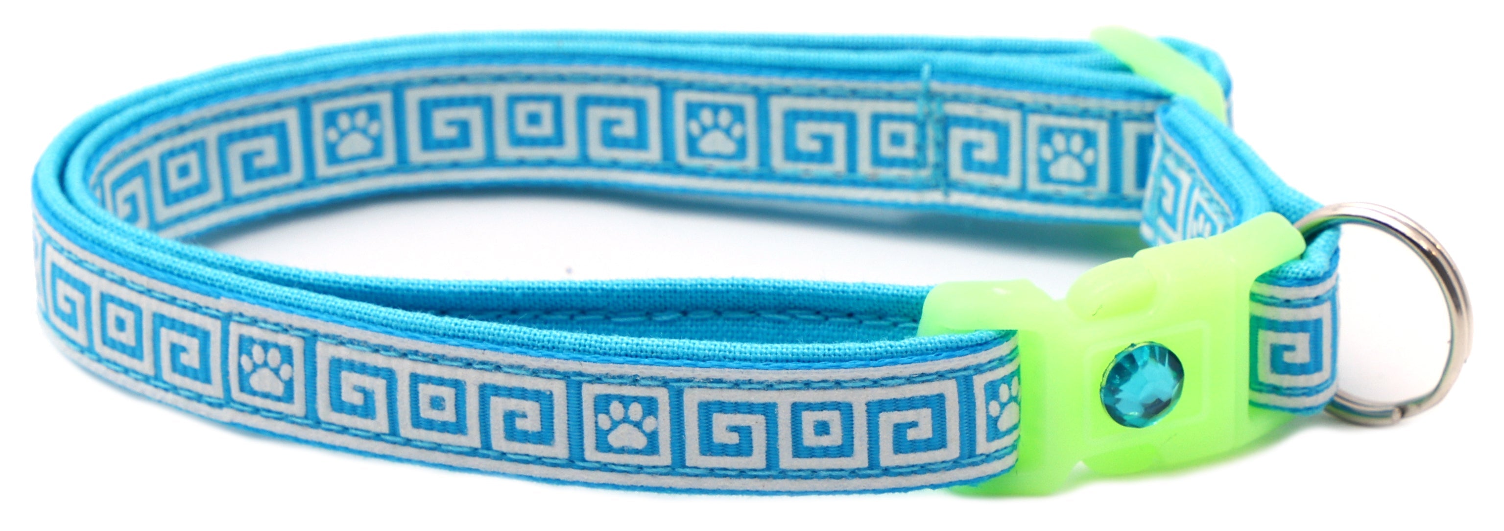 Greek Key Glow-in-the-Dark Breakaway Cat Collar — 8 Colors