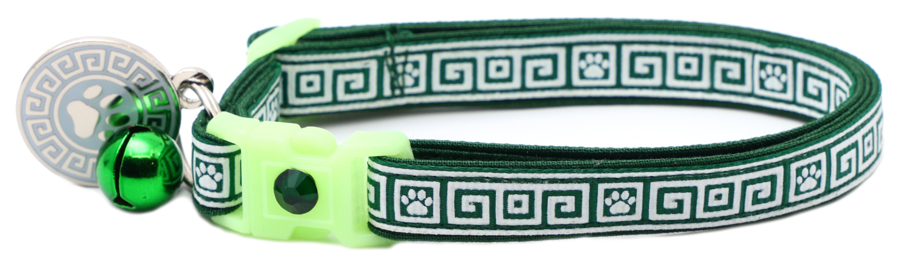 Greek Key Glow-in-the-Dark Breakaway Cat Collar — 8 Colors