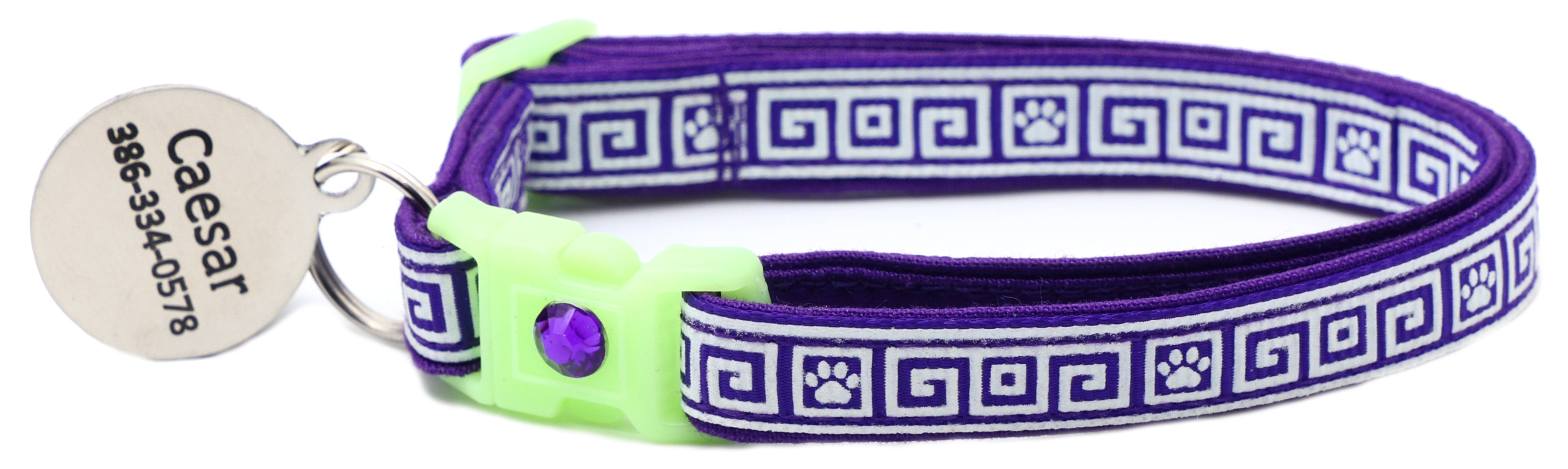 Greek Key Glow-in-the-Dark Breakaway Cat Collar — 8 Colors