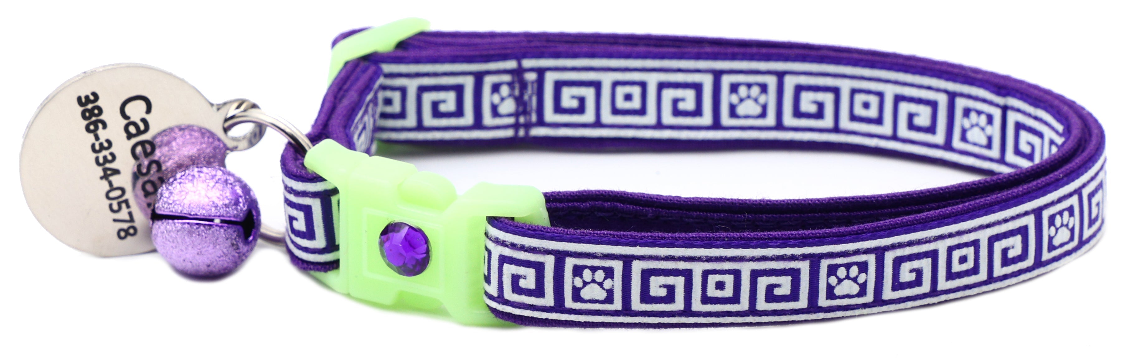 Greek Key Glow-in-the-Dark Breakaway Cat Collar — 8 Colors