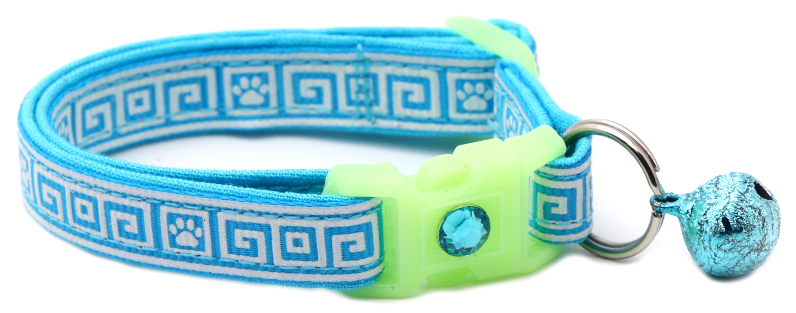 Greek Key Glow-in-the-Dark Breakaway Cat Collar — 8 Colors