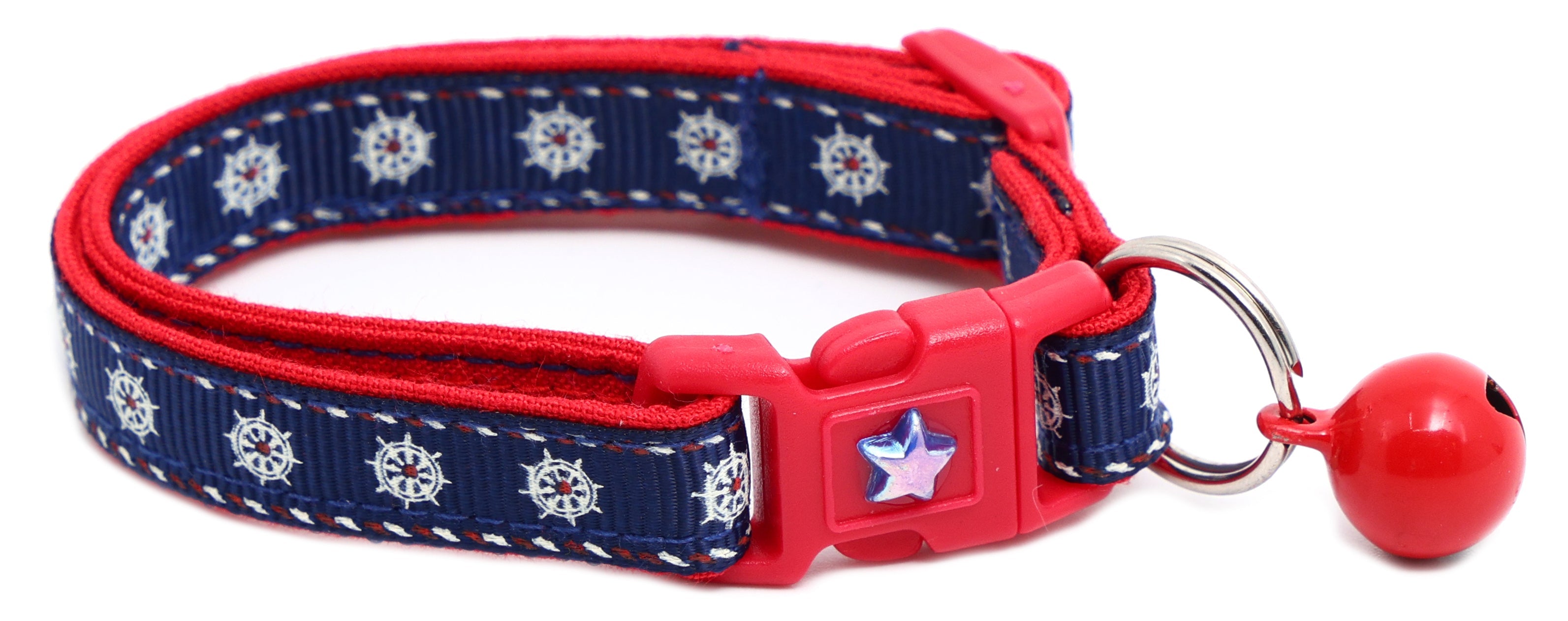 Nautical Ships Wheel Handmade Breakaway Cat Collar