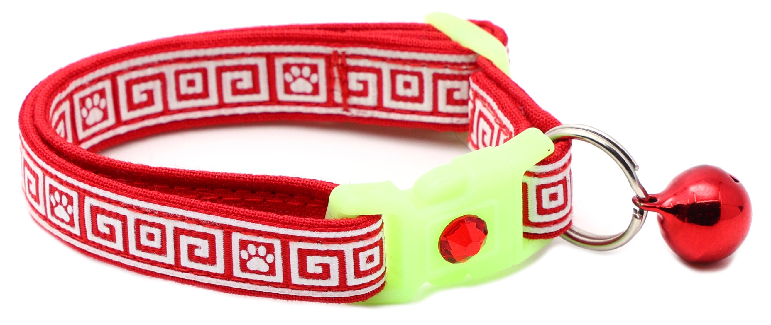 Greek Key Glow-in-the-Dark Breakaway Cat Collar — 8 Colors