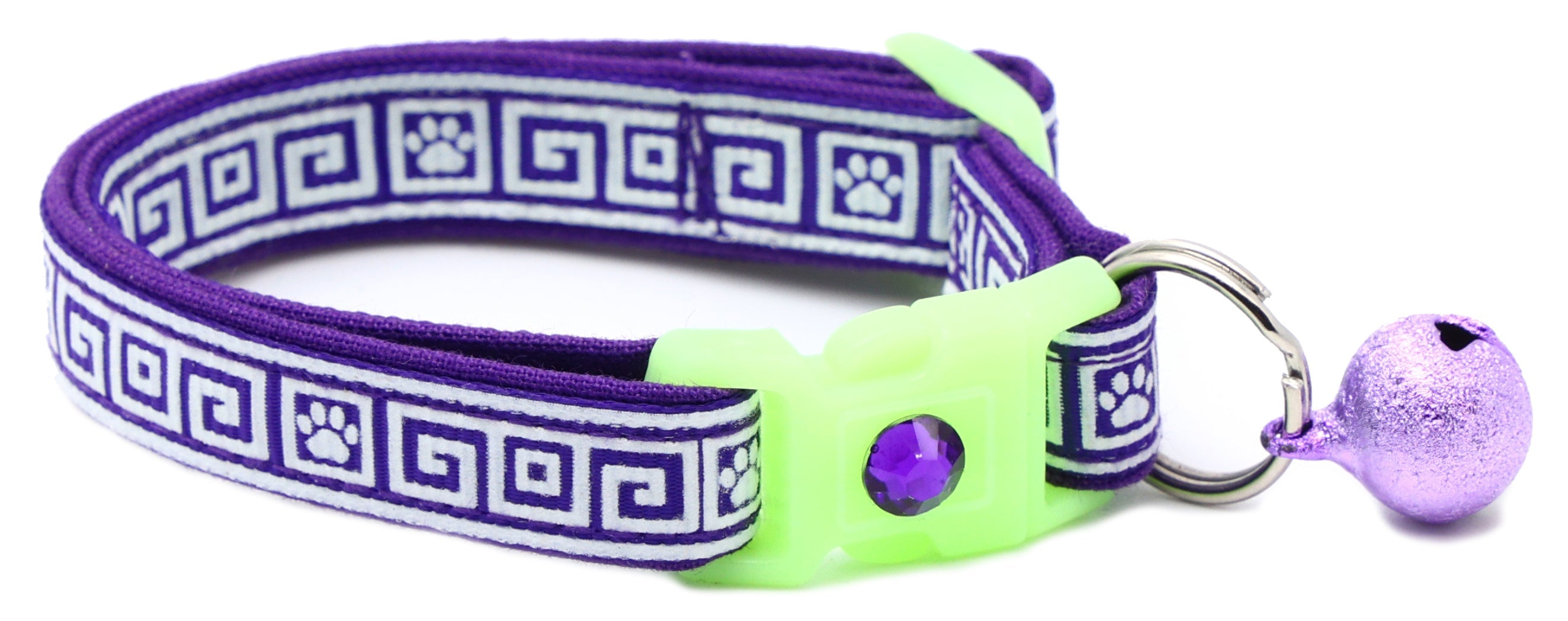Greek Key Glow-in-the-Dark Breakaway Cat Collar — 8 Colors