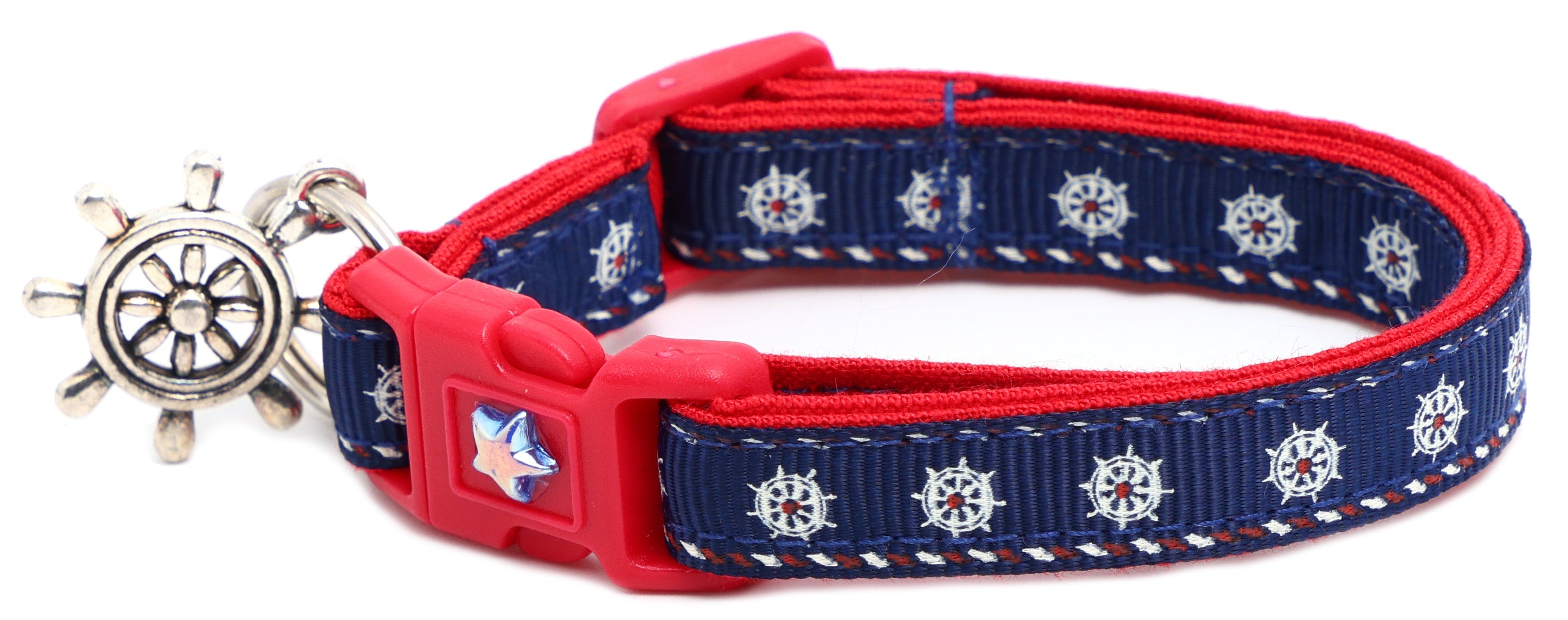 Nautical Ships Wheel Handmade Breakaway Cat Collar