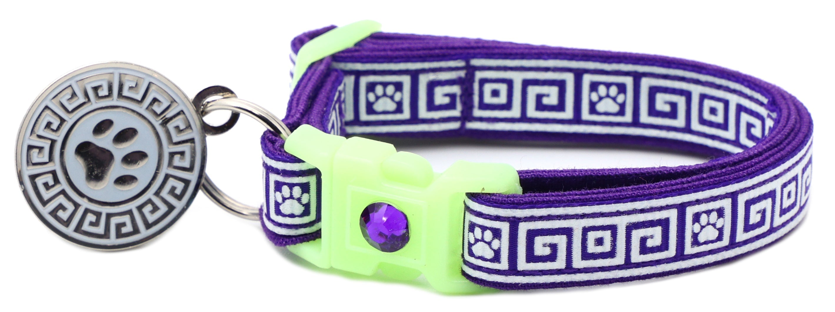 Greek Key Glow-in-the-Dark Breakaway Cat Collar — 8 Colors
