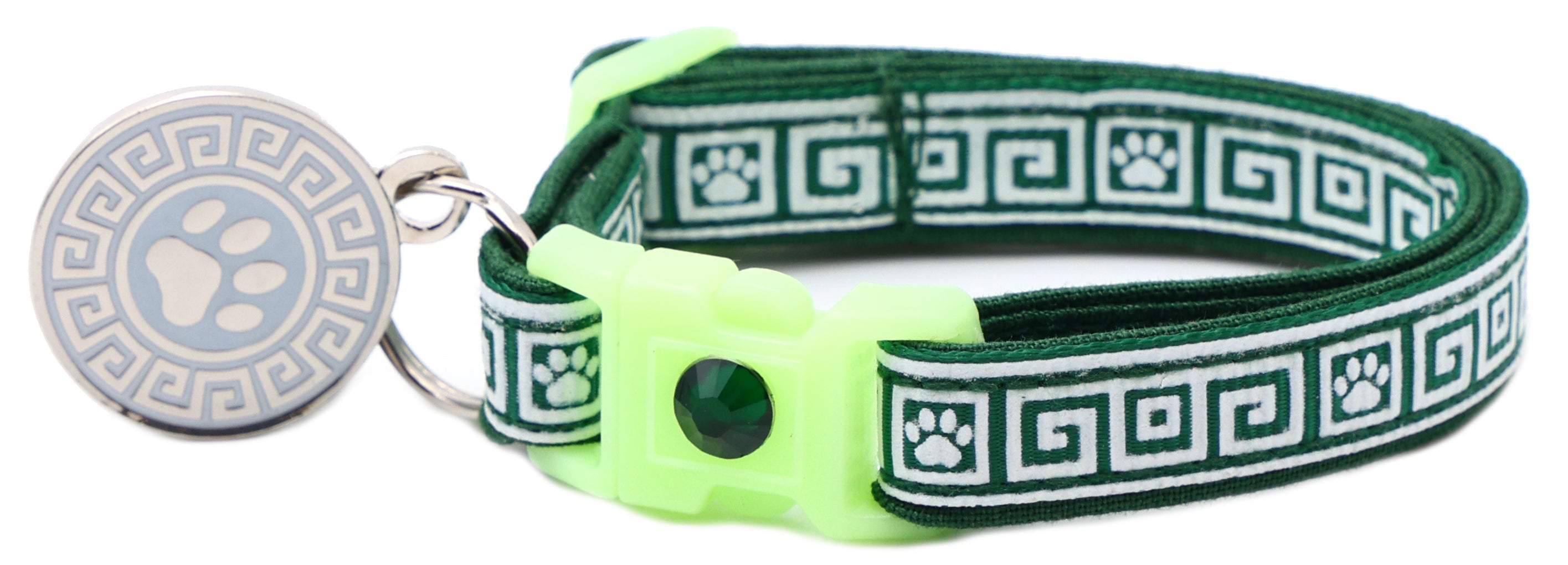 Greek Key Glow-in-the-Dark Breakaway Cat Collar — 8 Colors
