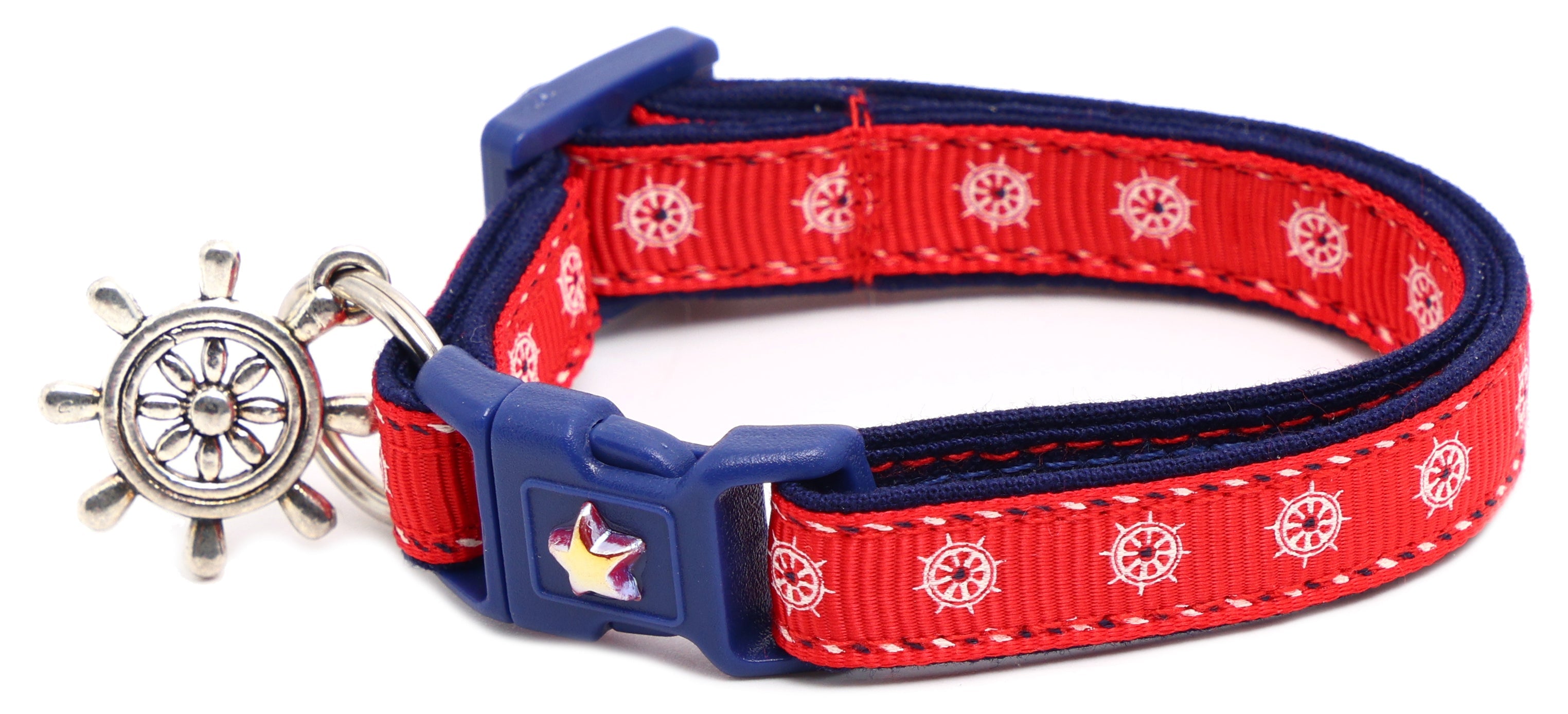 Nautical Ships Wheel Handmade Breakaway Cat Collar