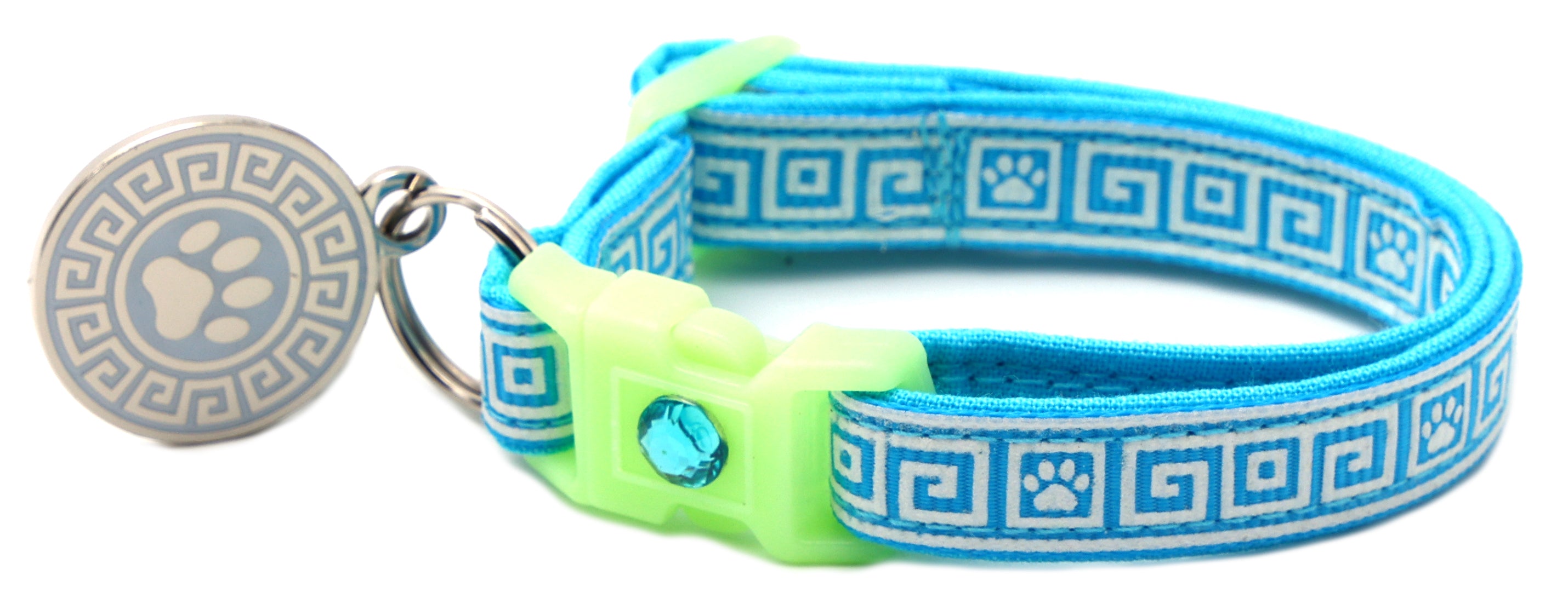 Greek Key Glow-in-the-Dark Breakaway Cat Collar — 8 Colors
