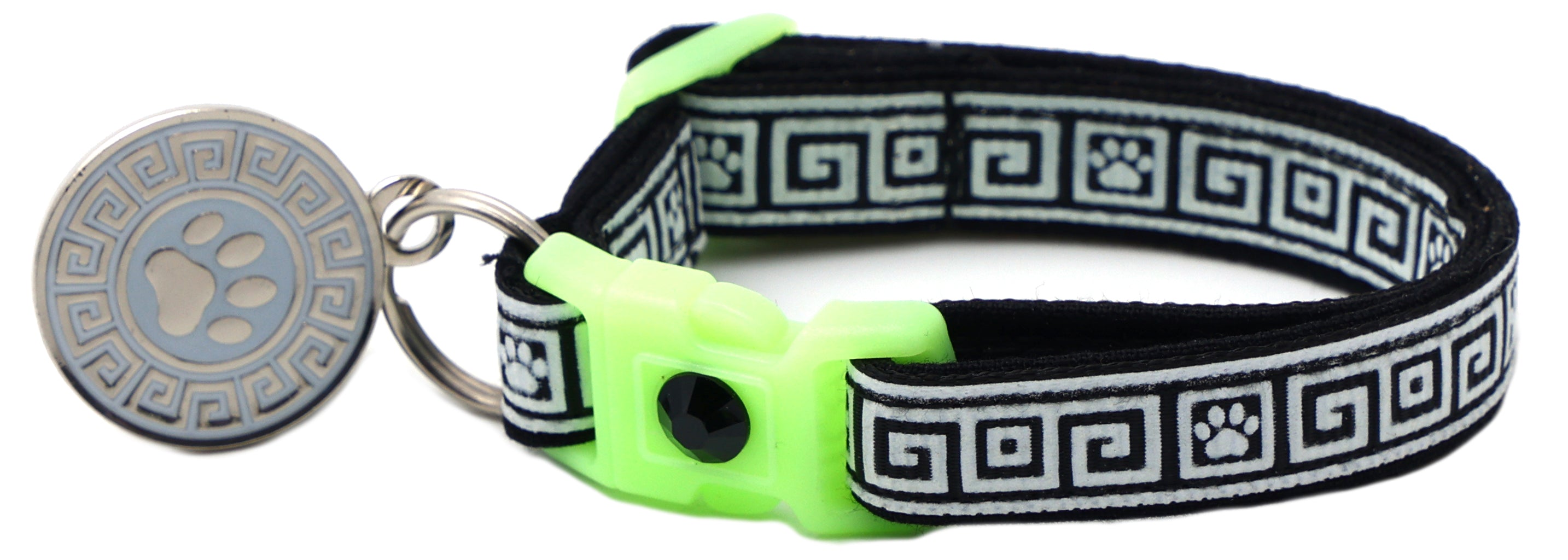Greek Key Glow-in-the-Dark Breakaway Cat Collar — 8 Colors