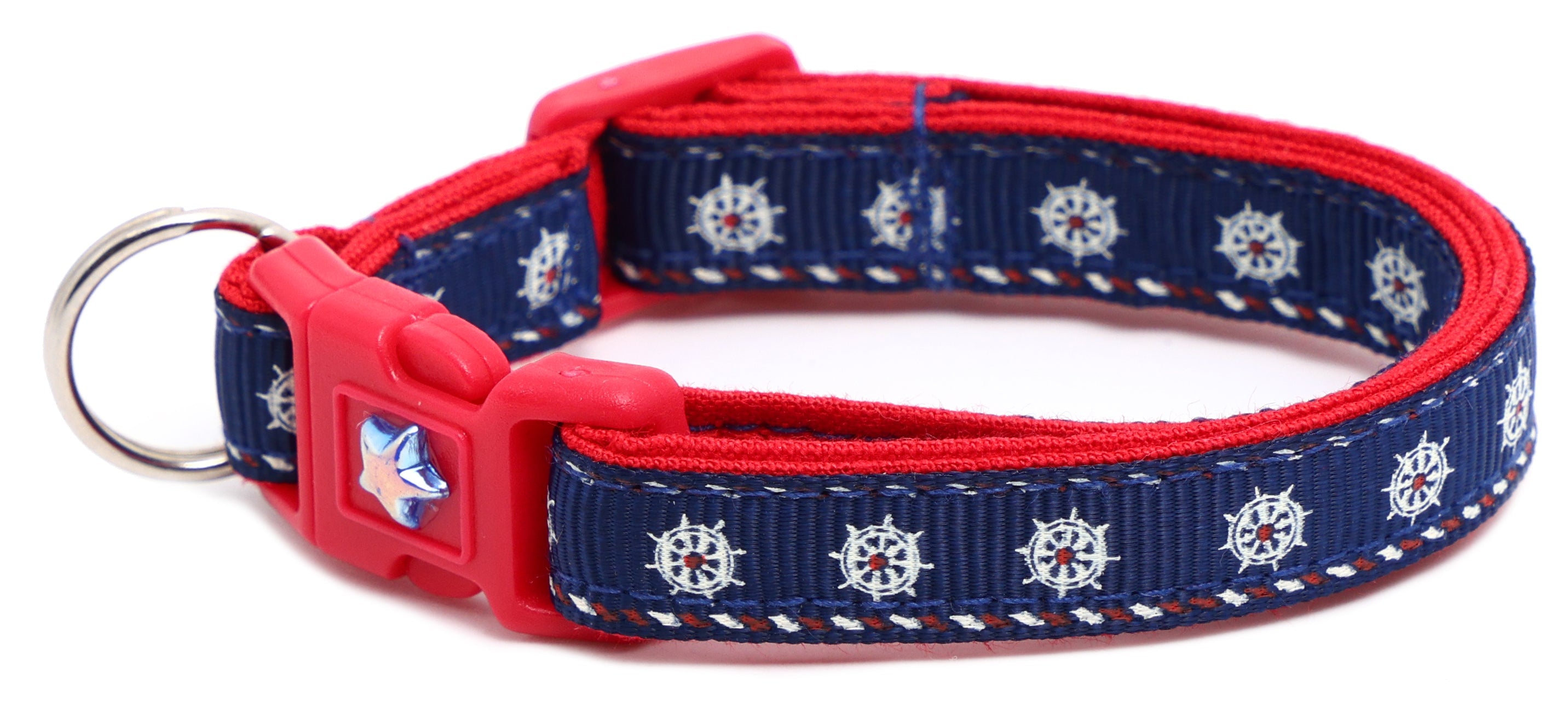 Nautical Ships Wheel Handmade Breakaway Cat Collar