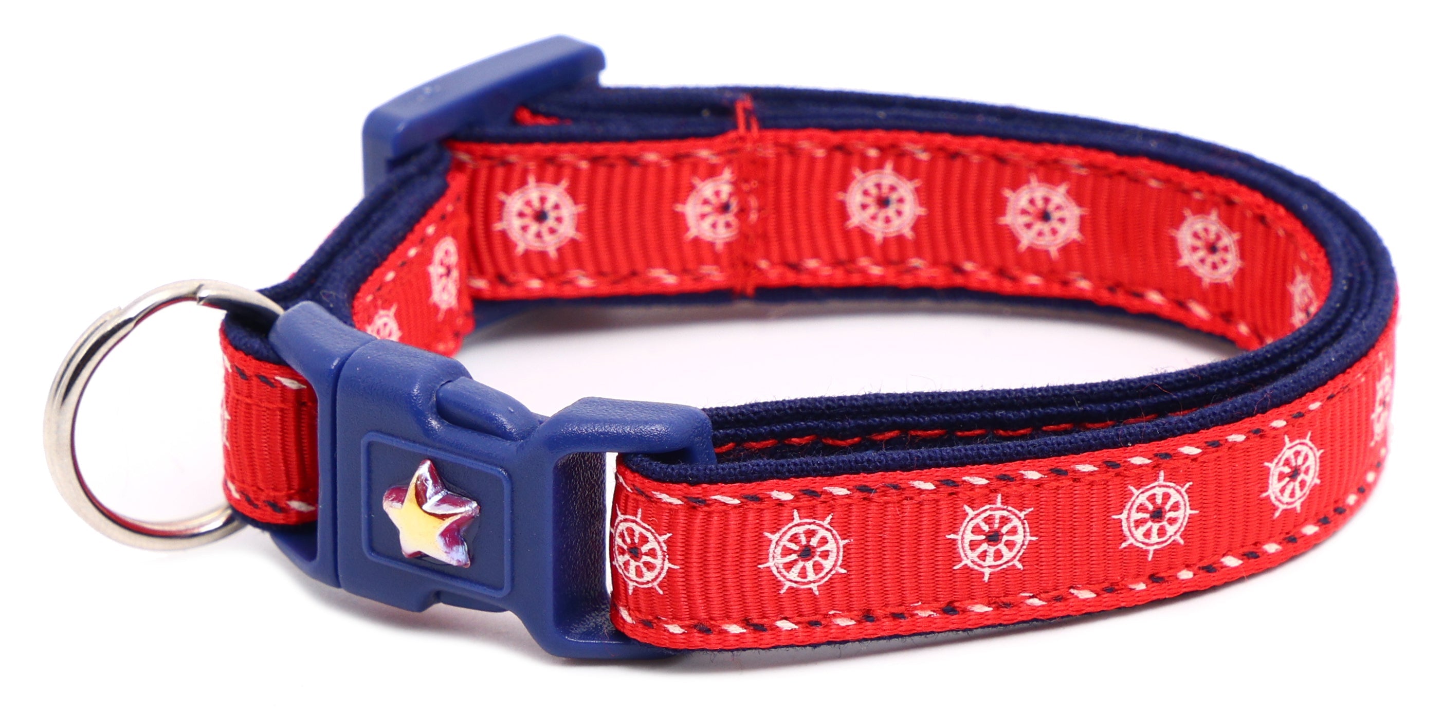 Nautical Ships Wheel Handmade Breakaway Cat Collar