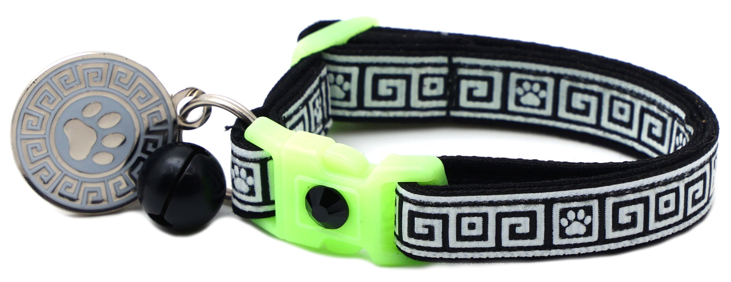 Greek Key Glow-in-the-Dark Breakaway Cat Collar — 8 Colors