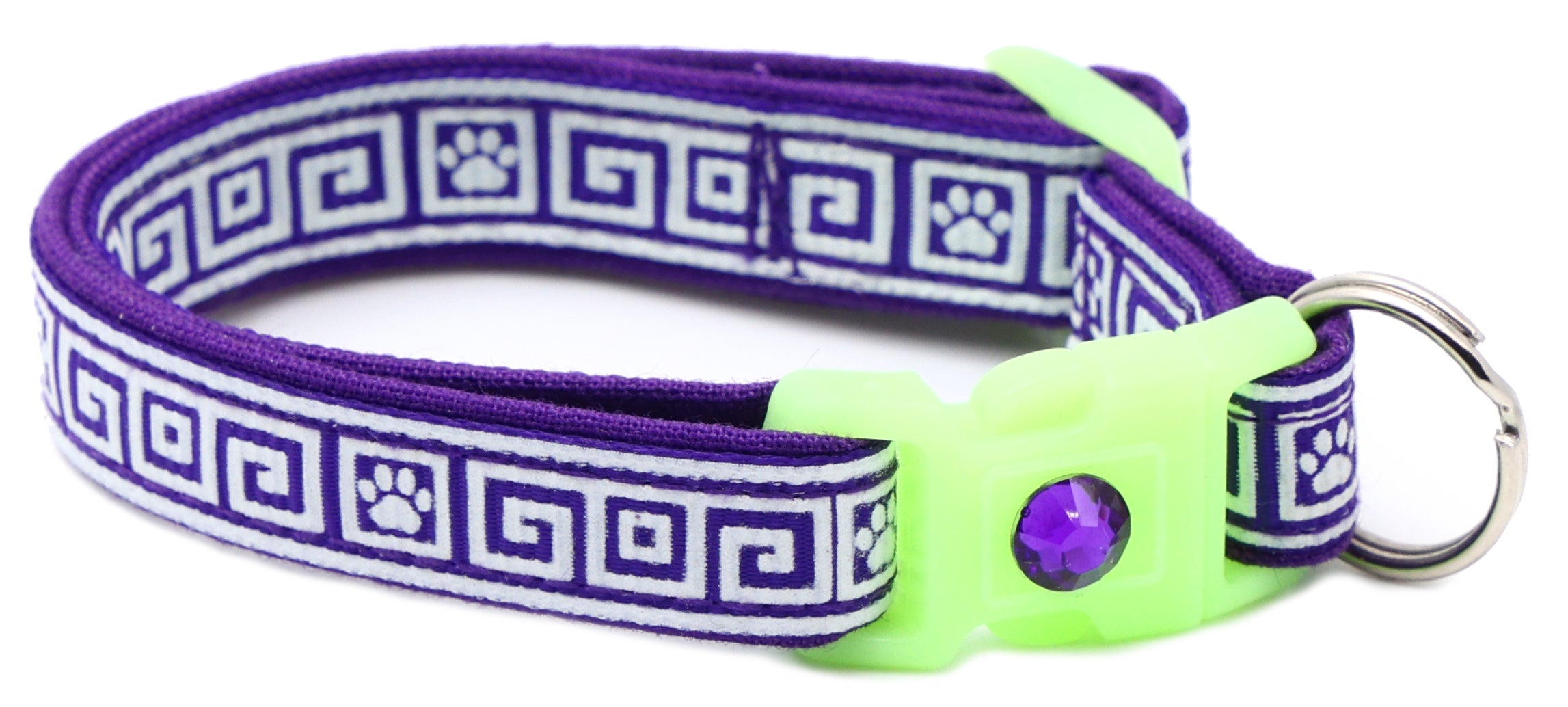 Greek Key Glow-in-the-Dark Breakaway Cat Collar — 8 Colors