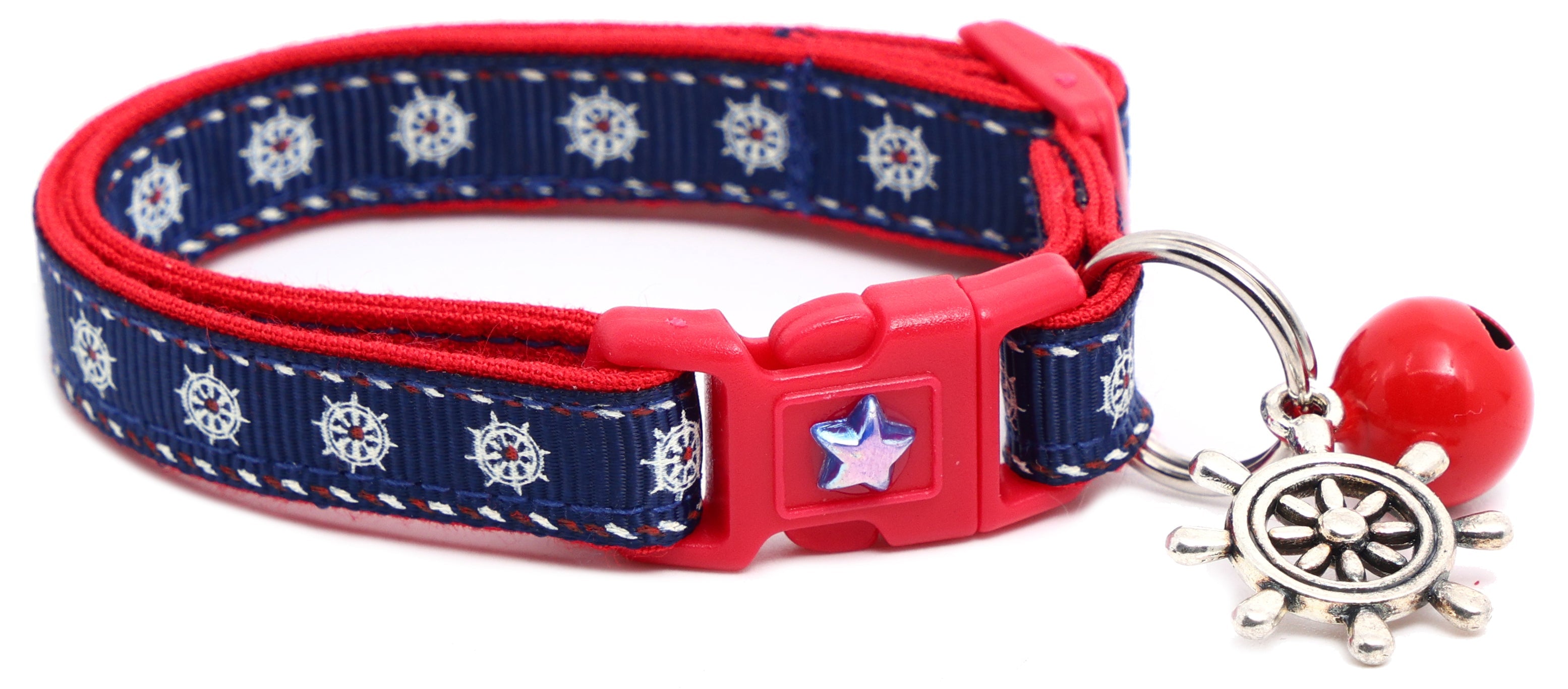Nautical Ships Wheel Handmade Breakaway Cat Collar