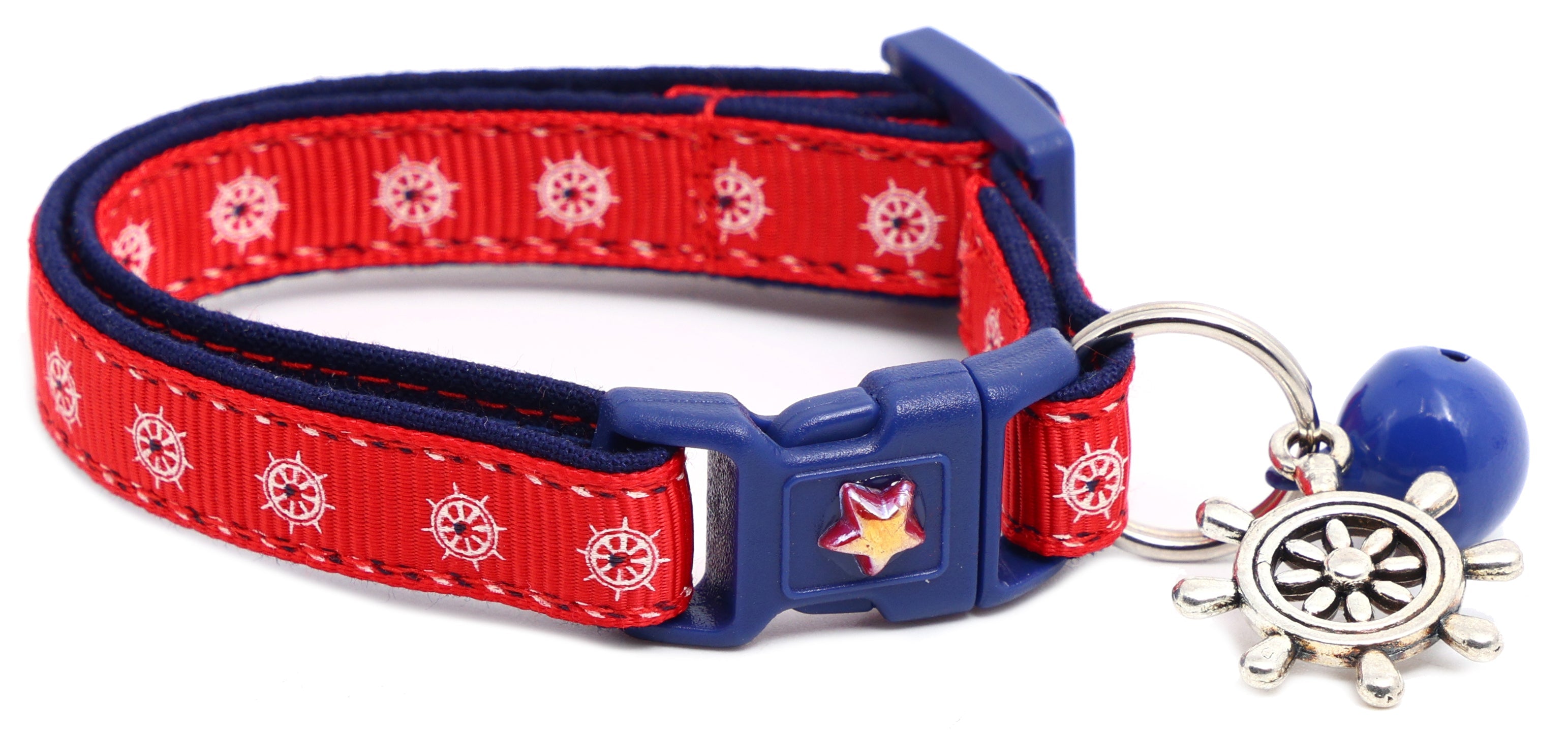 Nautical Ships Wheel Handmade Breakaway Cat Collar
