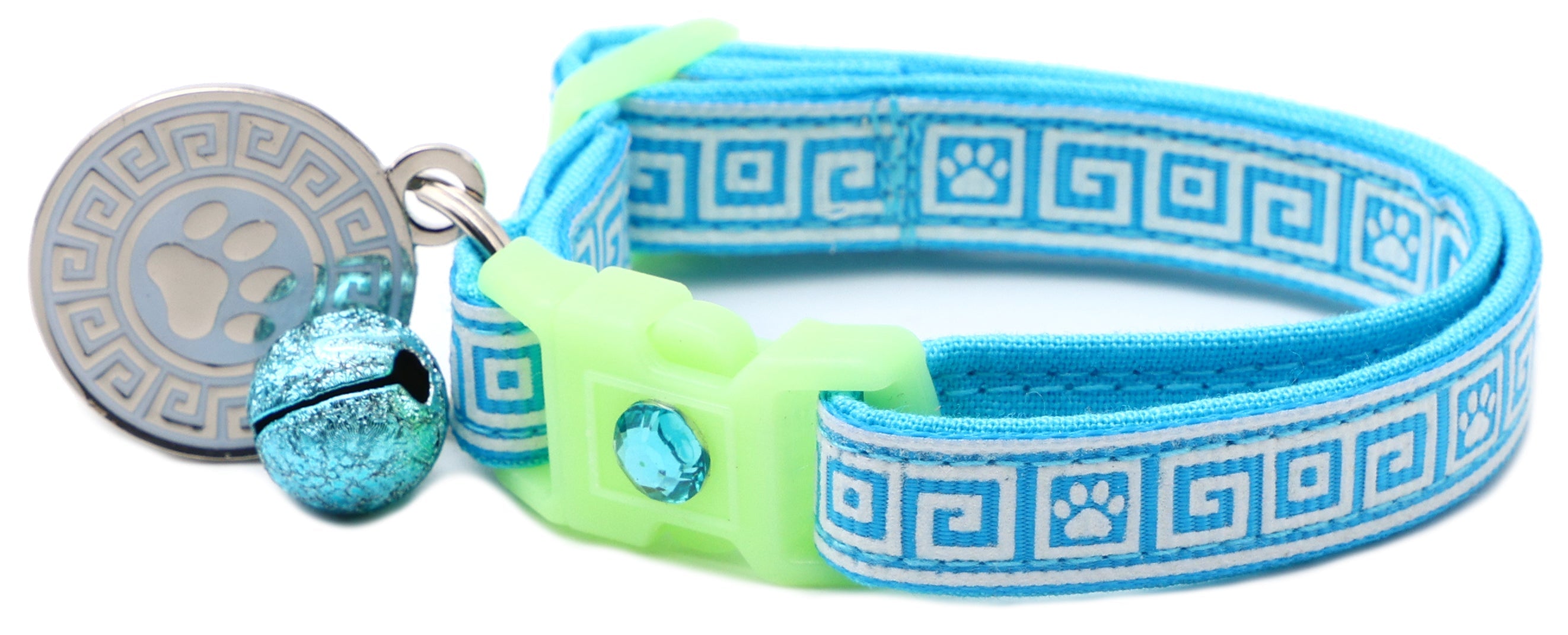 Greek Key Glow-in-the-Dark Breakaway Cat Collar — 8 Colors