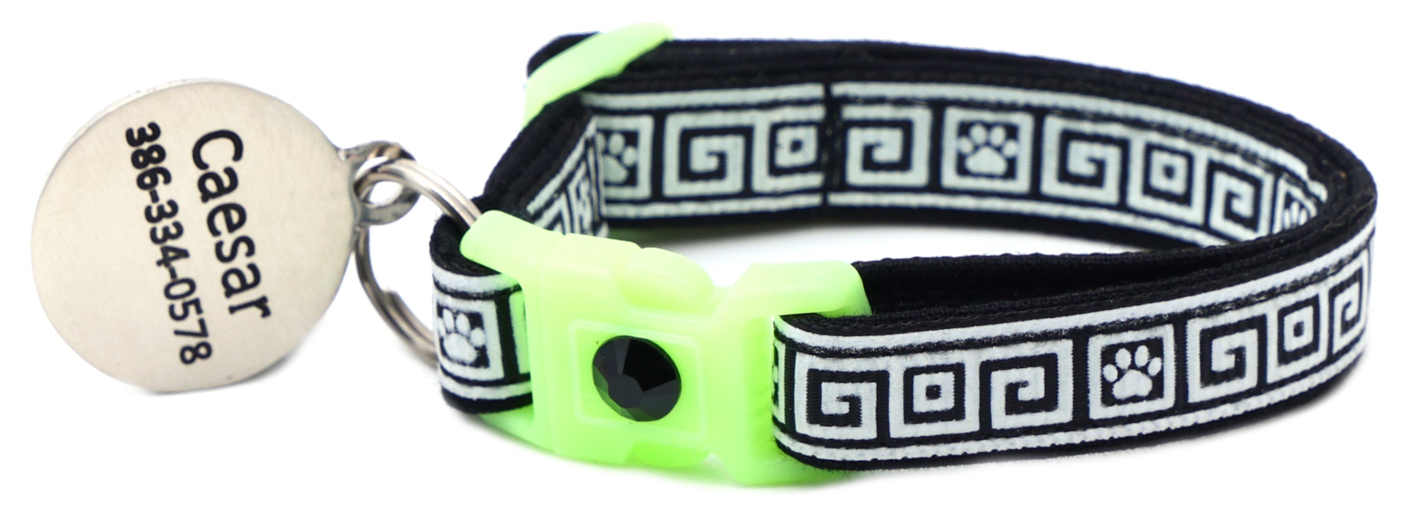 Greek Key Glow-in-the-Dark Breakaway Cat Collar — 8 Colors