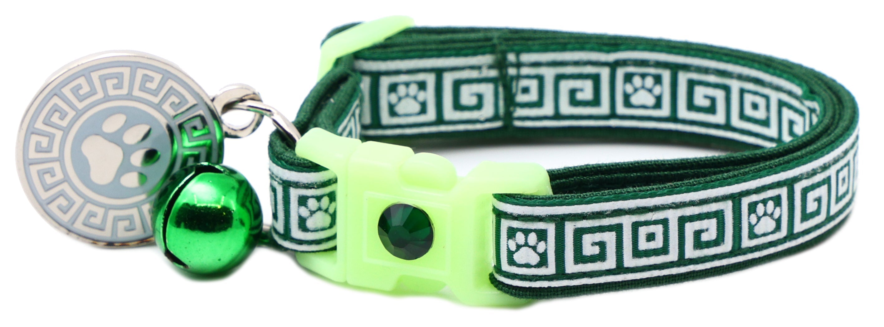Greek Key Glow-in-the-Dark Breakaway Cat Collar — 8 Colors
