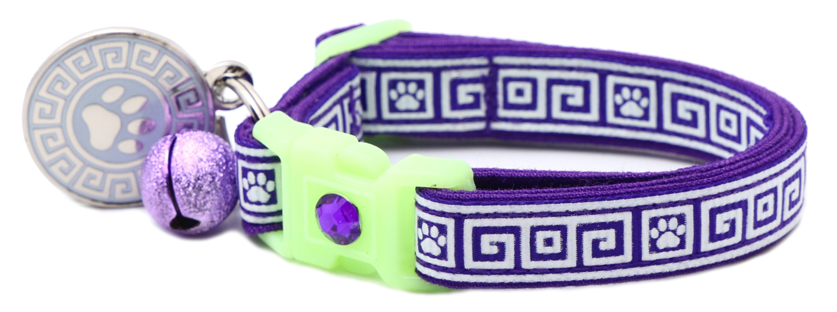 Greek Key Glow-in-the-Dark Breakaway Cat Collar — 8 Colors
