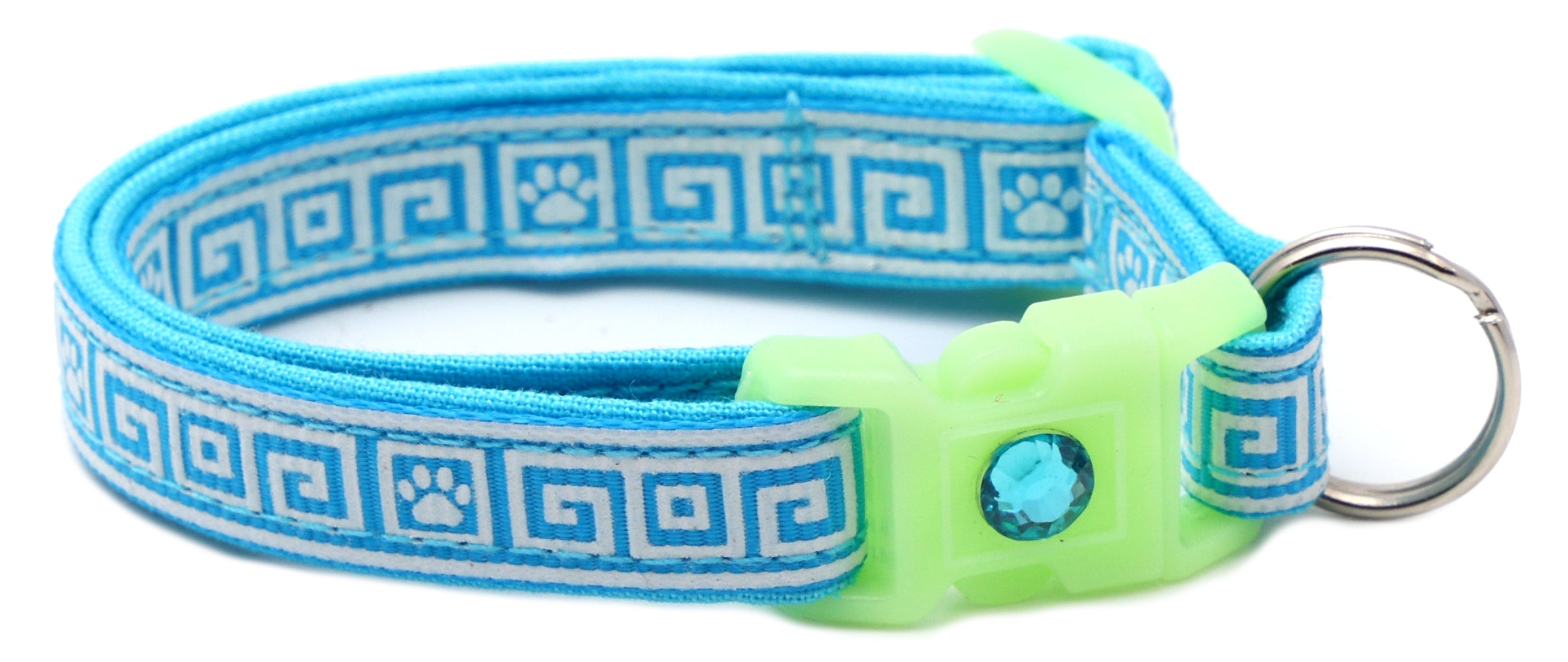 Greek Key Glow-in-the-Dark Breakaway Cat Collar — 8 Colors